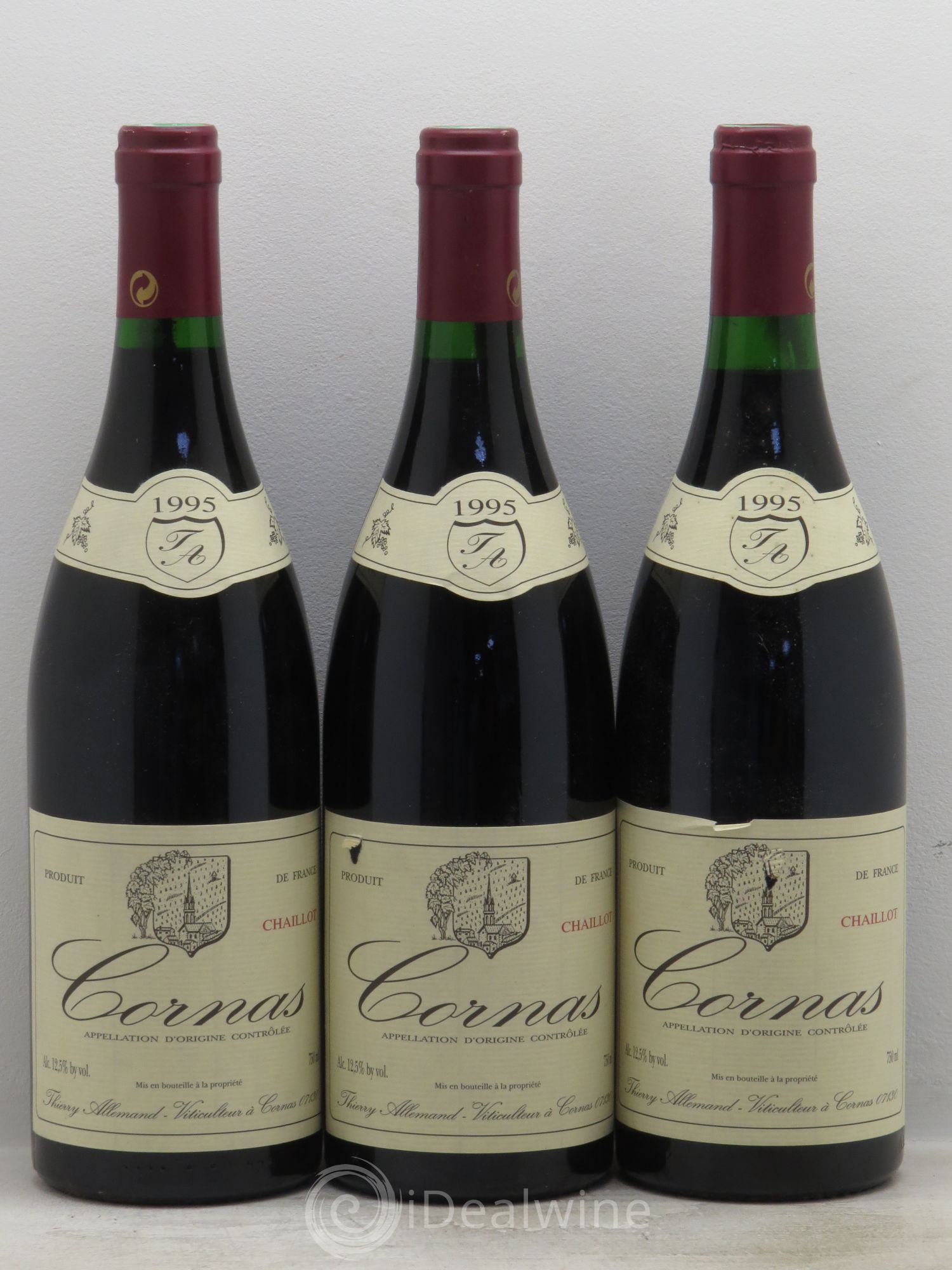 Cornas Chaillot Thierry Allemand 1995 - Lot de 3 bouteilles - 0