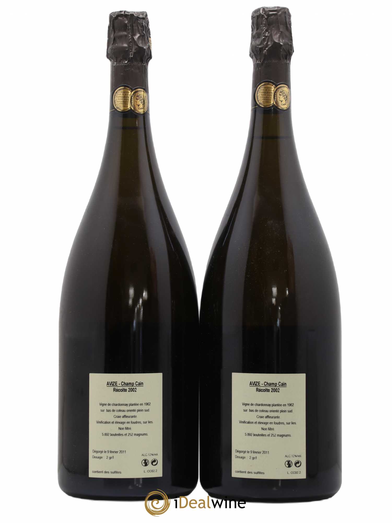 Avize Champ Caïn Extra-Brut Jacquesson 2002 - Lot de 2 magnums - 1