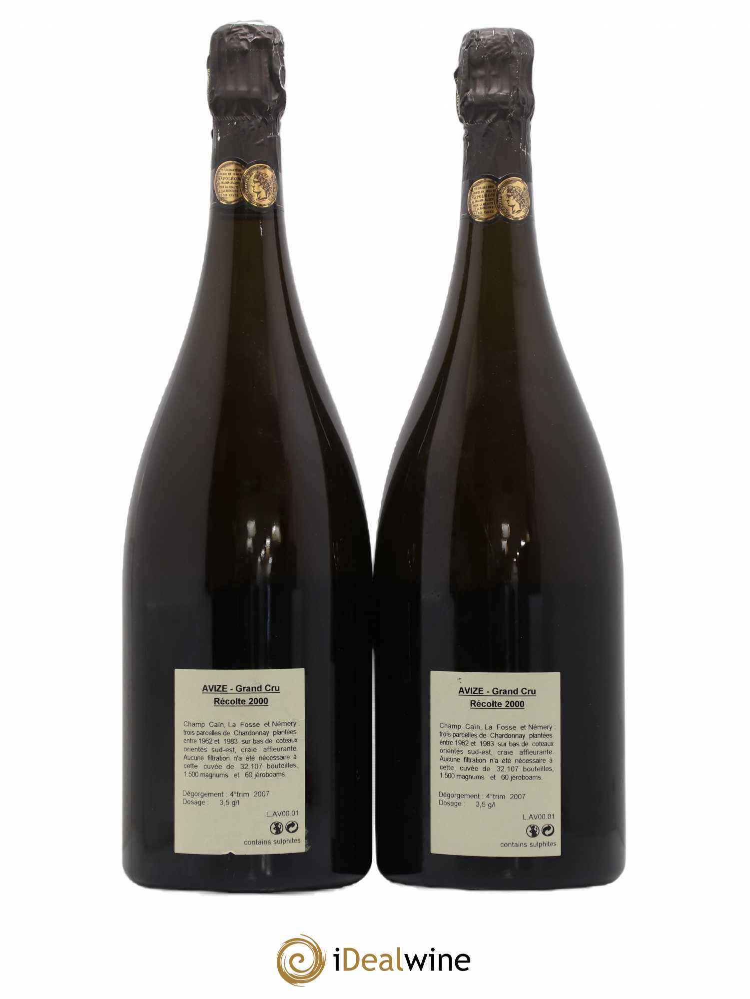 Champagne Avize Grand Cru Jacquesson 2000 - Posten von 2 Magnum - 1