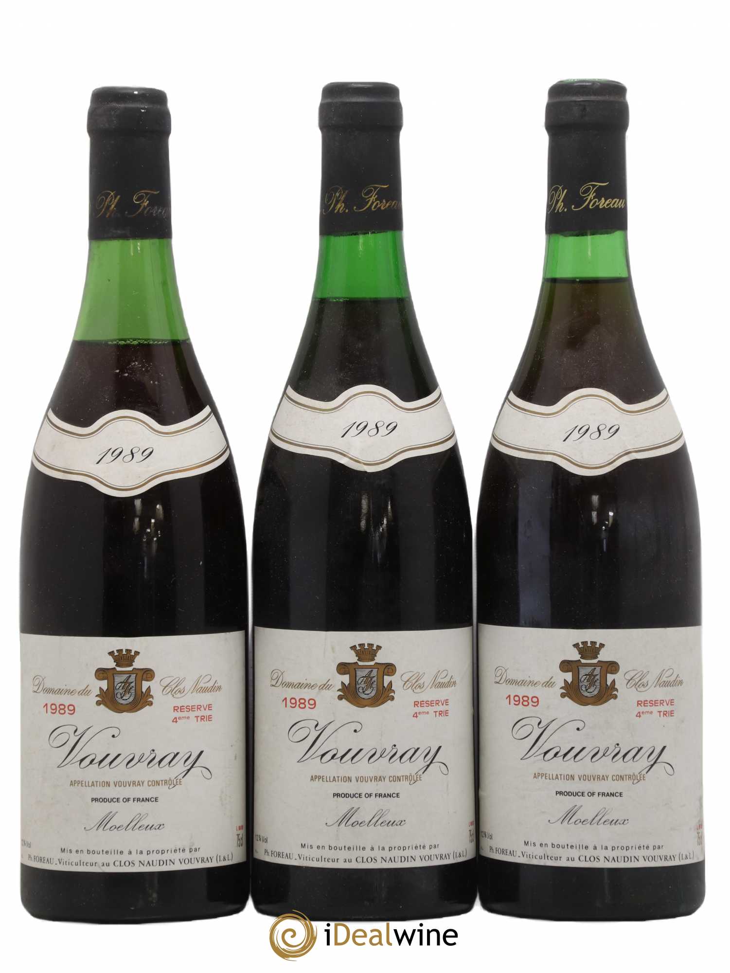Vouvray Moelleux Réserve Clos Naudin - Philippe Foreau 4ème Trie 1989 - Lotto di 3 bottiglie - 0