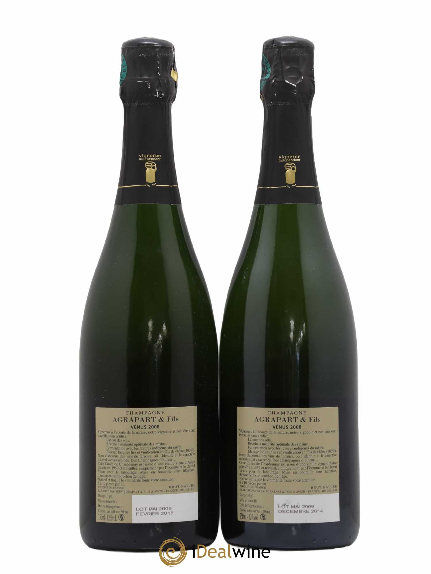 Vénus Blanc de Blancs Brut Nature Pascal Agrapart 2008 - Lot de 2 bouteilles - 1