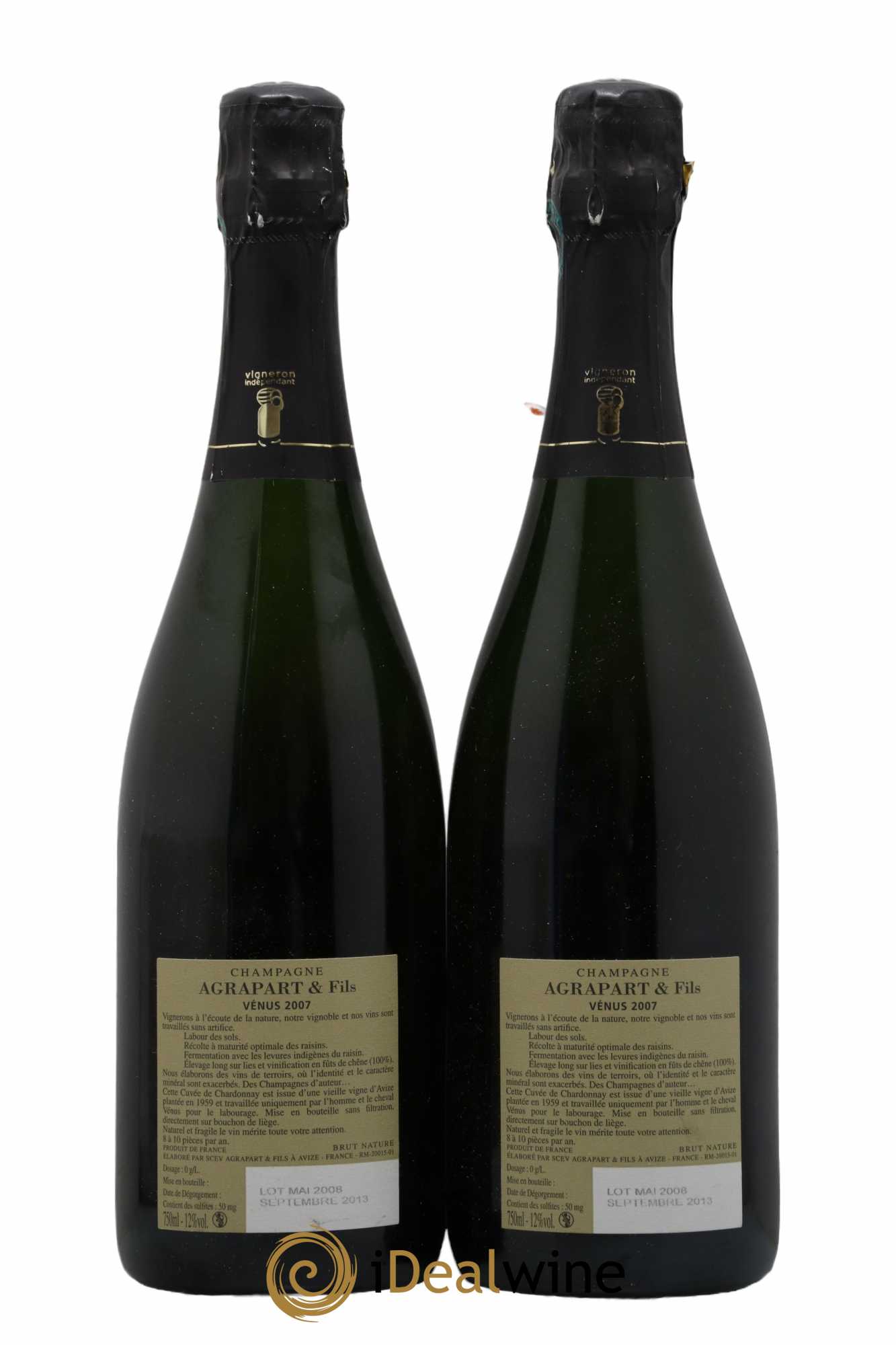 Vénus Blanc de Blancs Brut Nature Pascal Agrapart 2007 - Posten von 2 Flaschen - 1