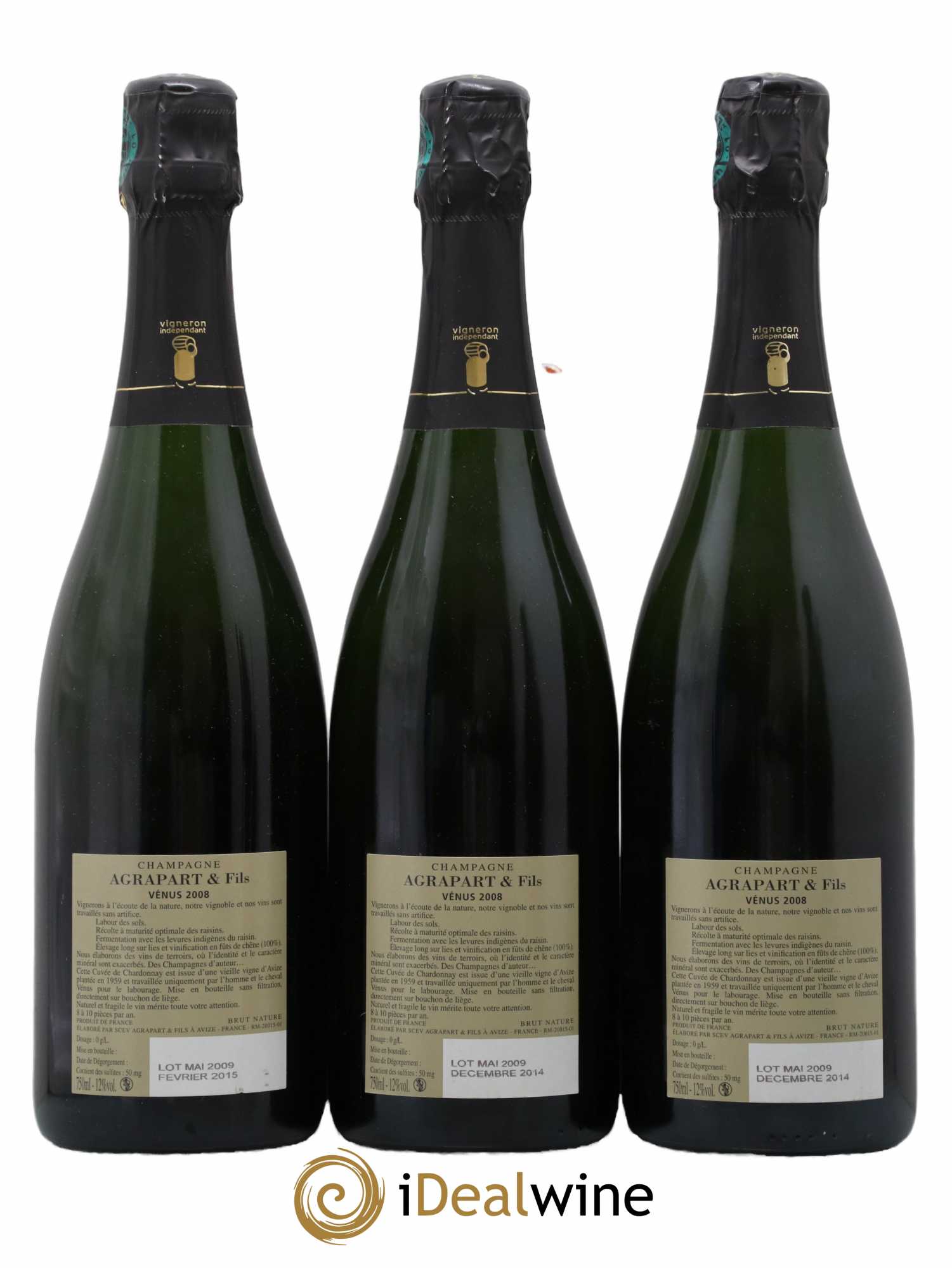Vénus Blanc de Blancs Brut Nature Pascal Agrapart 2008 - Lot de 3 bouteilles - 1