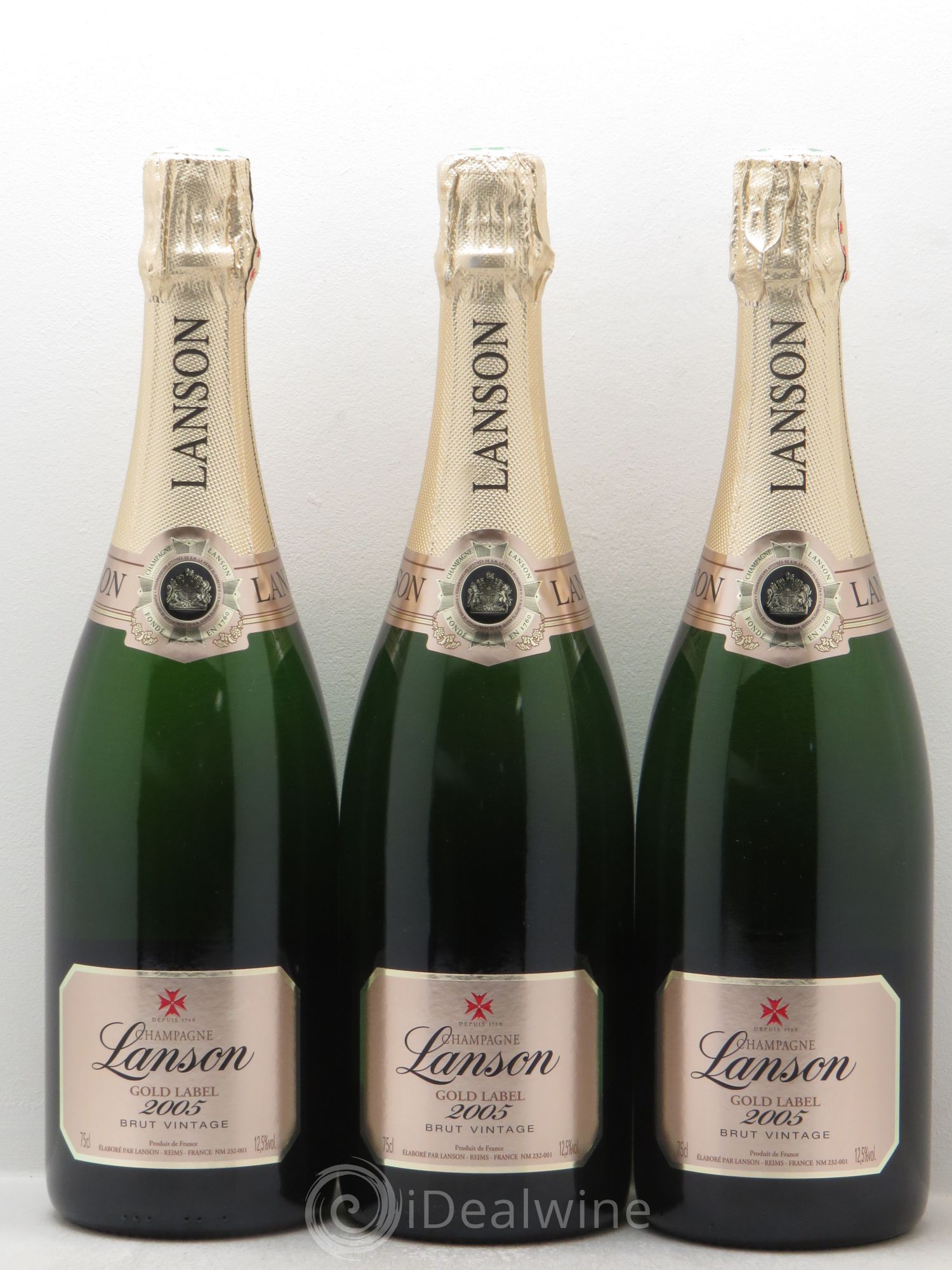 Champagne - Lanson Gold Label 2005 - Lot de 3 bouteilles - 0