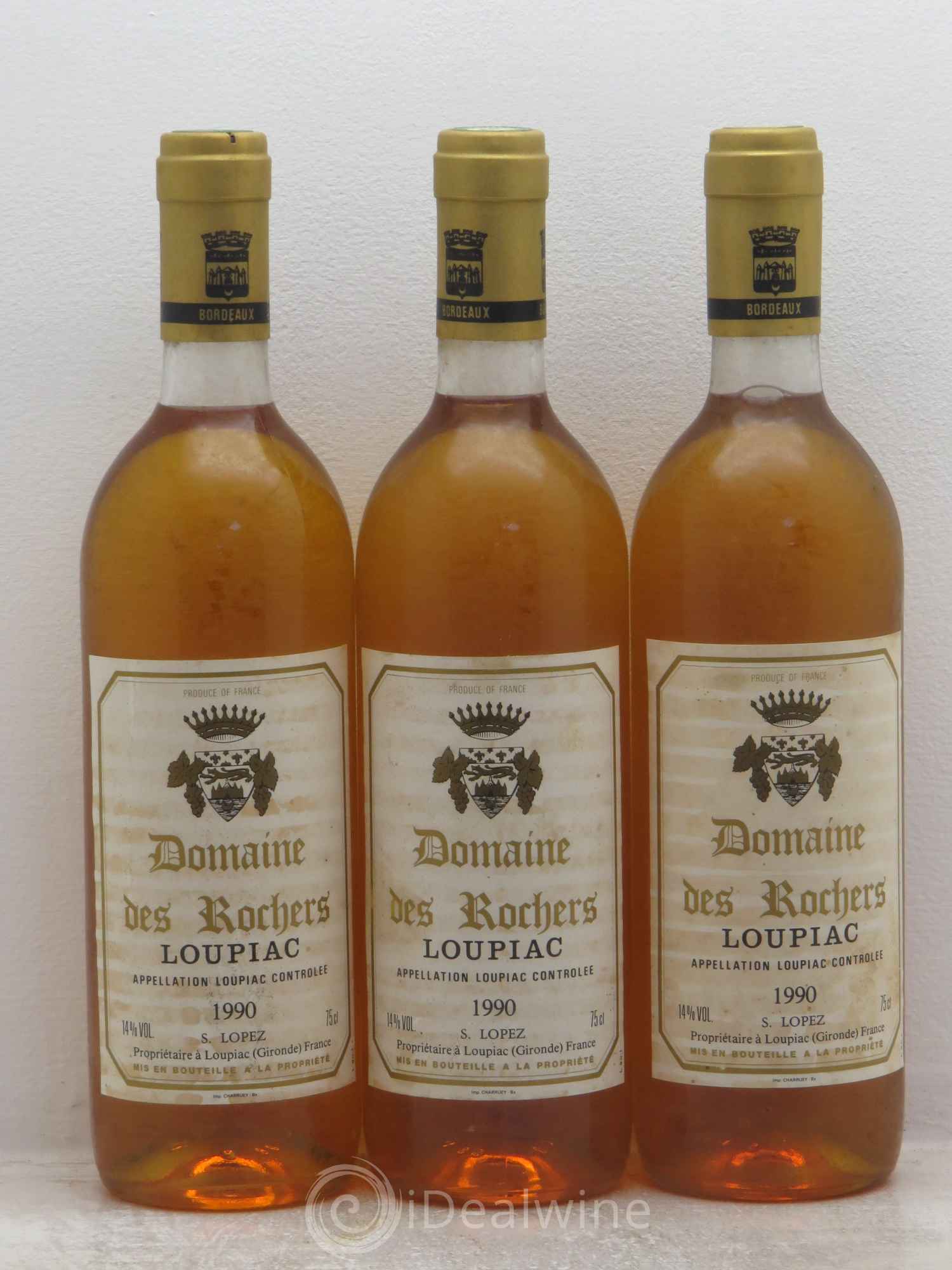 Loupiac Domaine des rochers 1990 - Lot de 3 bouteilles - 0