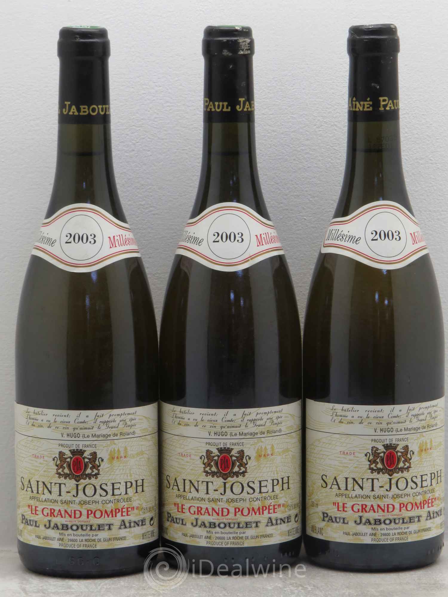 Saint-Joseph Le grand pompée Jaboulet 2003 - Posten von 3 Flaschen - 0