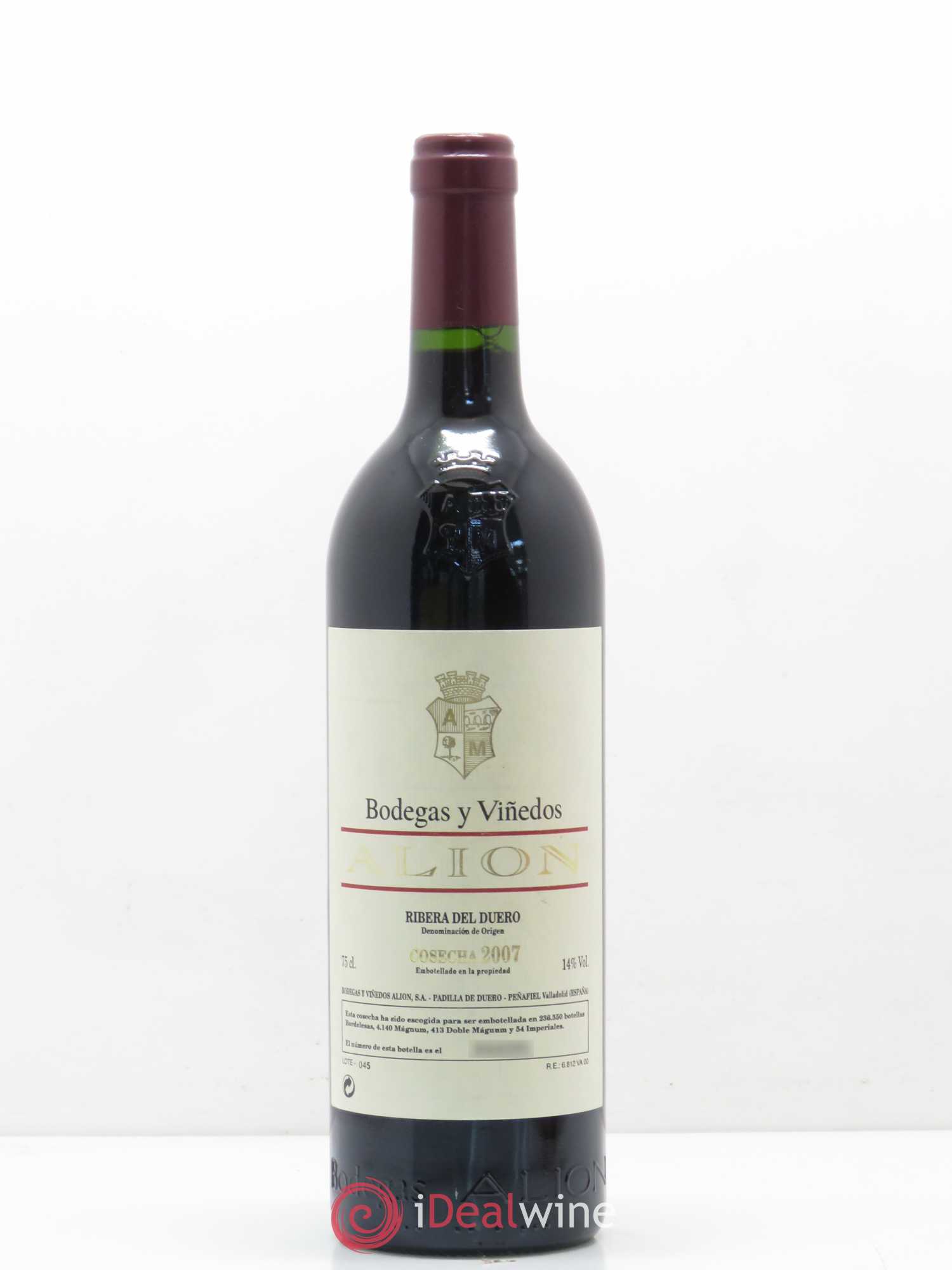Ribera Del Duero DO Vega Sicilia Alion Famille Alvarez 2007 - Lot de 1 bouteille - 0