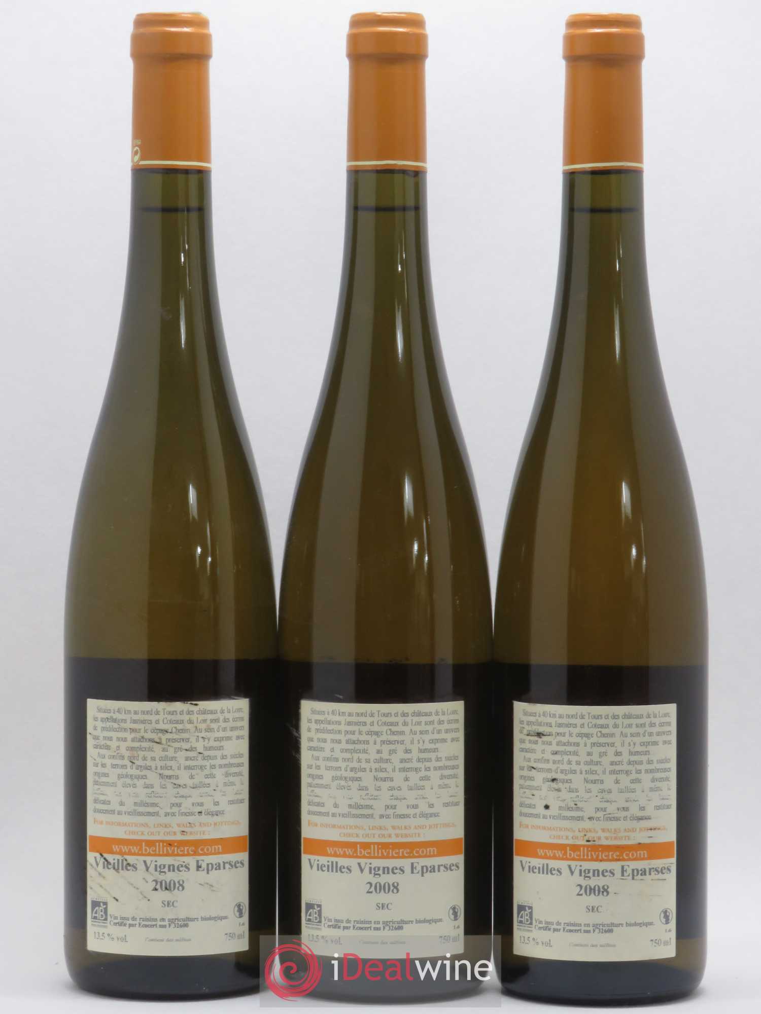 Coteaux du Loir Vieilles Vignes Eparses Domaine de Bellivière 2008 - Lot de 3 bouteilles - 1