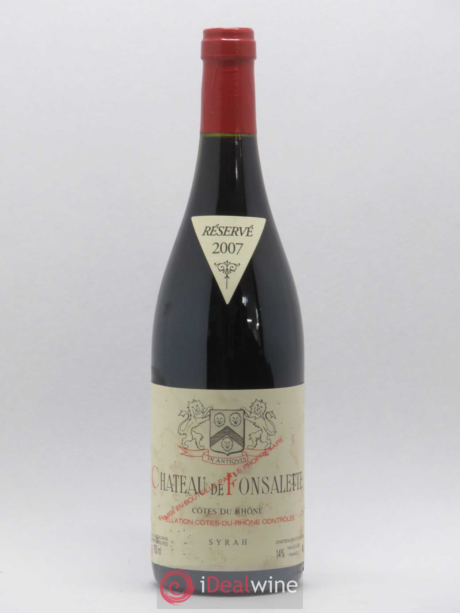 Côtes-du-Rhône Cuvée Syrah Château de Fonsalette 2007 - Lot de 1 bouteille - 0