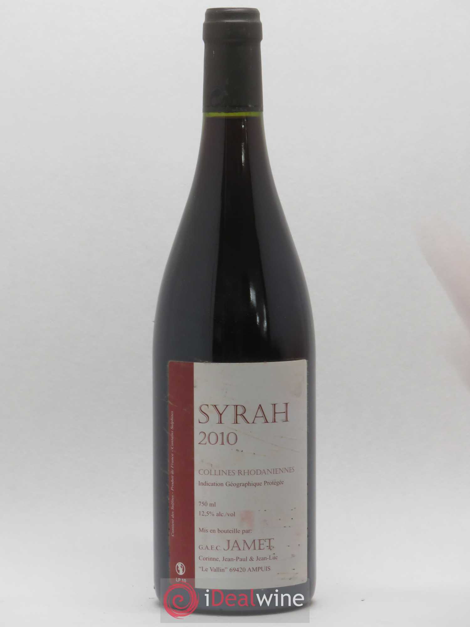 Collines Rhodaniennes Syrah Jamet (Domaine) 2010 - Lot de 1 bouteille - 0