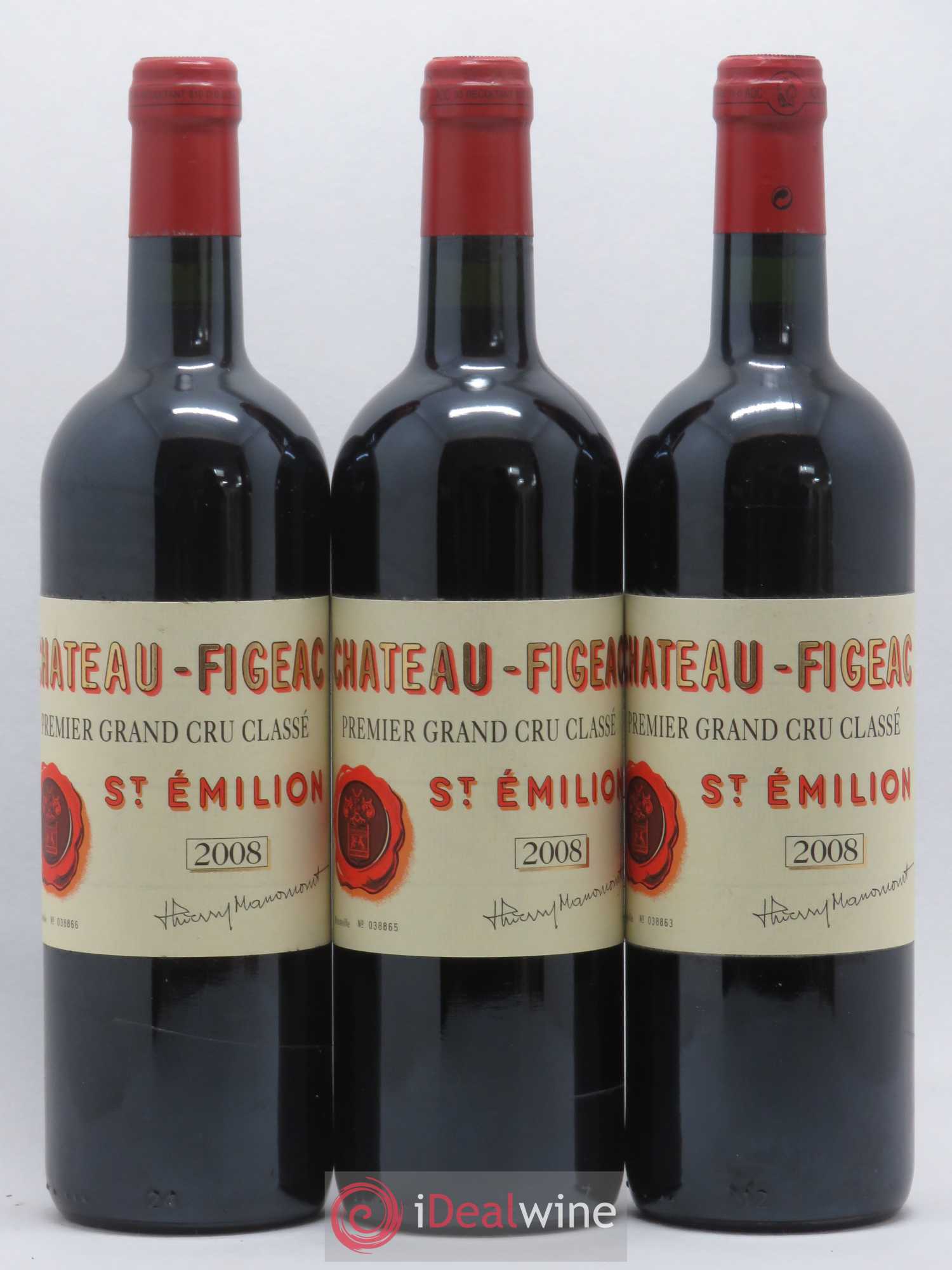 Château Figeac 1er Grand Cru Classé A 2008 - Lot de 3 bouteilles - 0