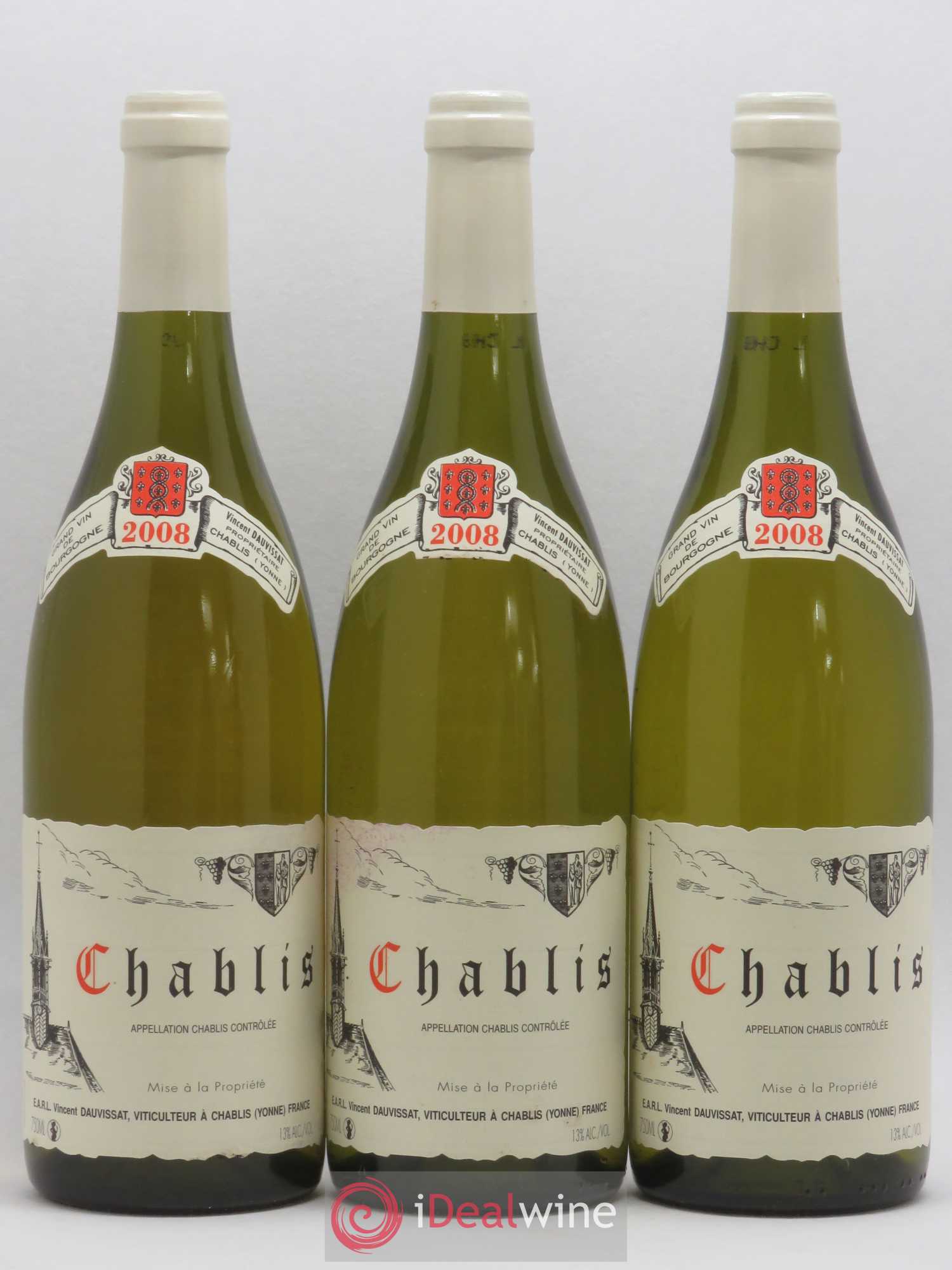 Chablis Vincent Dauvissat (Domaine) 2008 - Lot de 3 bouteilles - 0