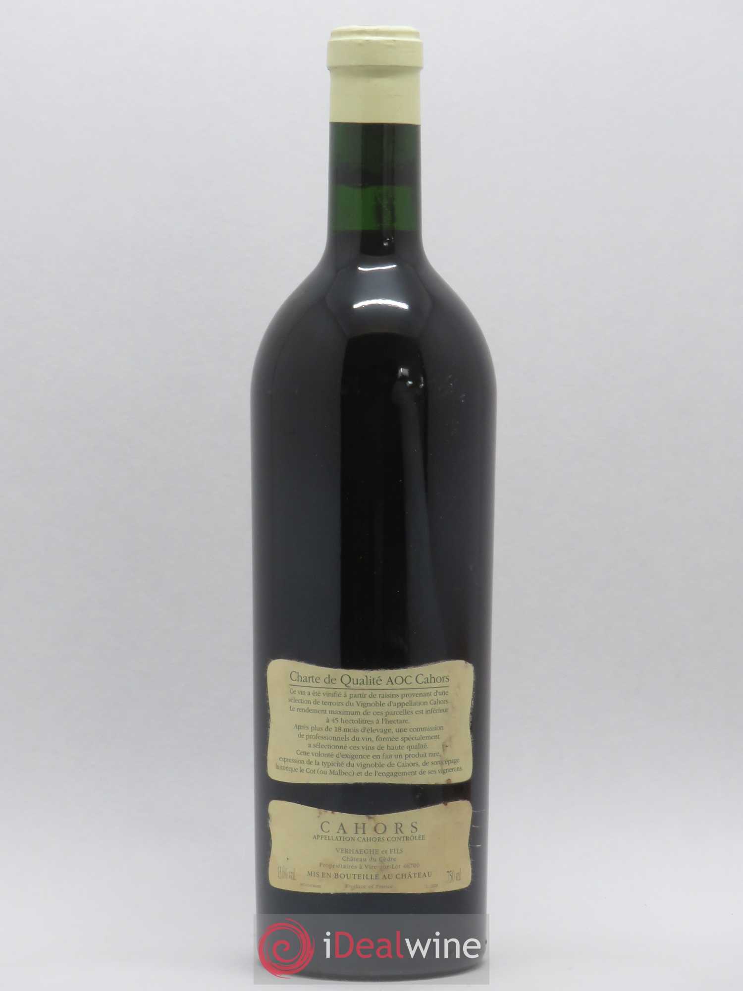 Cahors Château du Cèdre Cuvée Le Cèdre Pascal et Jean-Marc Verhaeghe 2001 - Lot de 1 bouteille - 1
