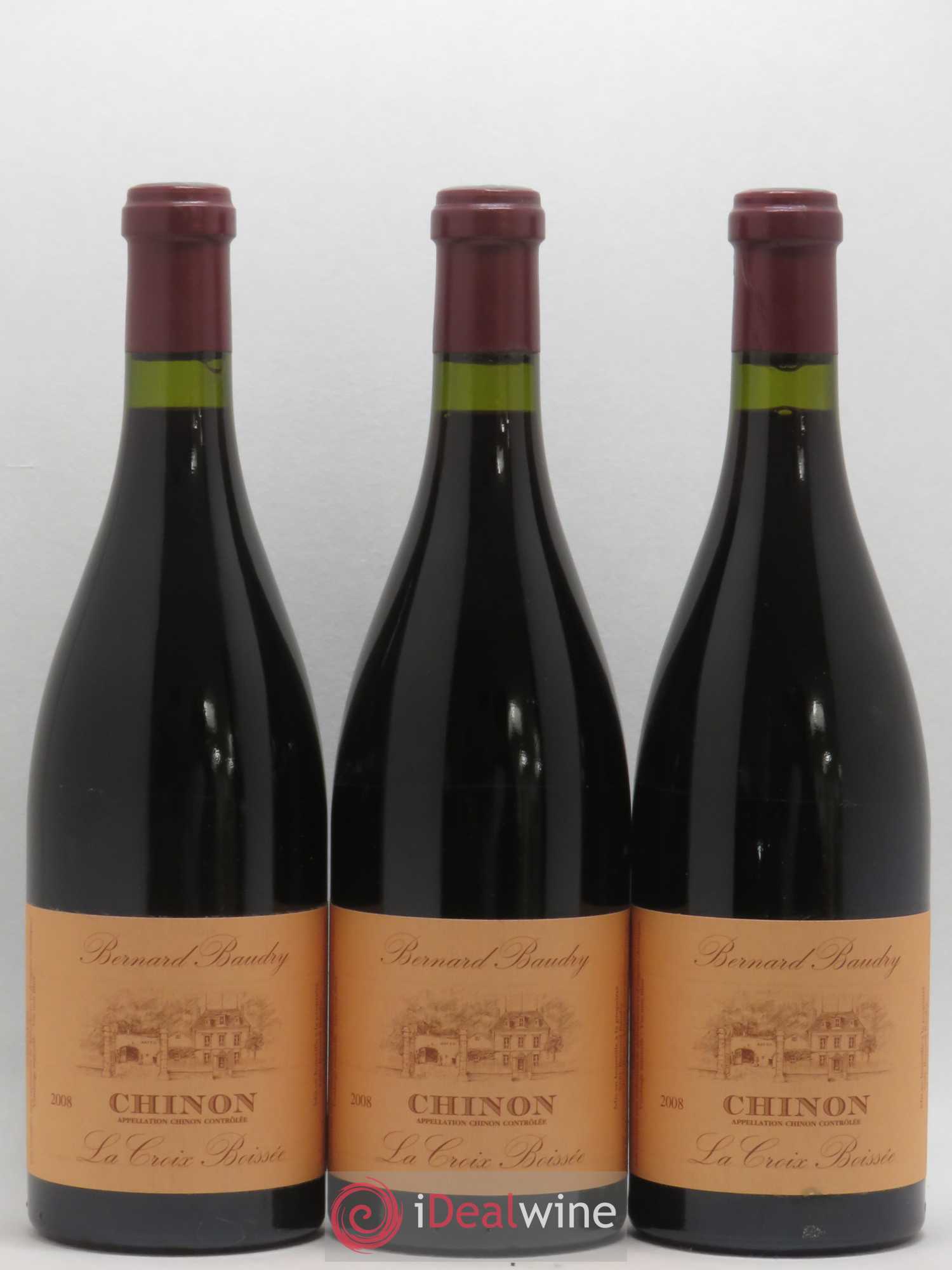 Chinon La Croix Boissée Bernard Baudry 2008 - Lot de 3 bouteilles - 0