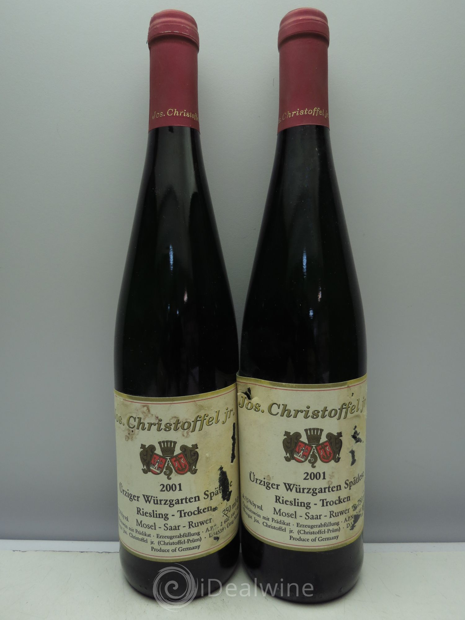Riesling Weingut Jos. Christoffel Jr Ürziger Würzgarten Riesling Spätlese Trocken 2001 - Lotto di 2 bottiglie - 0