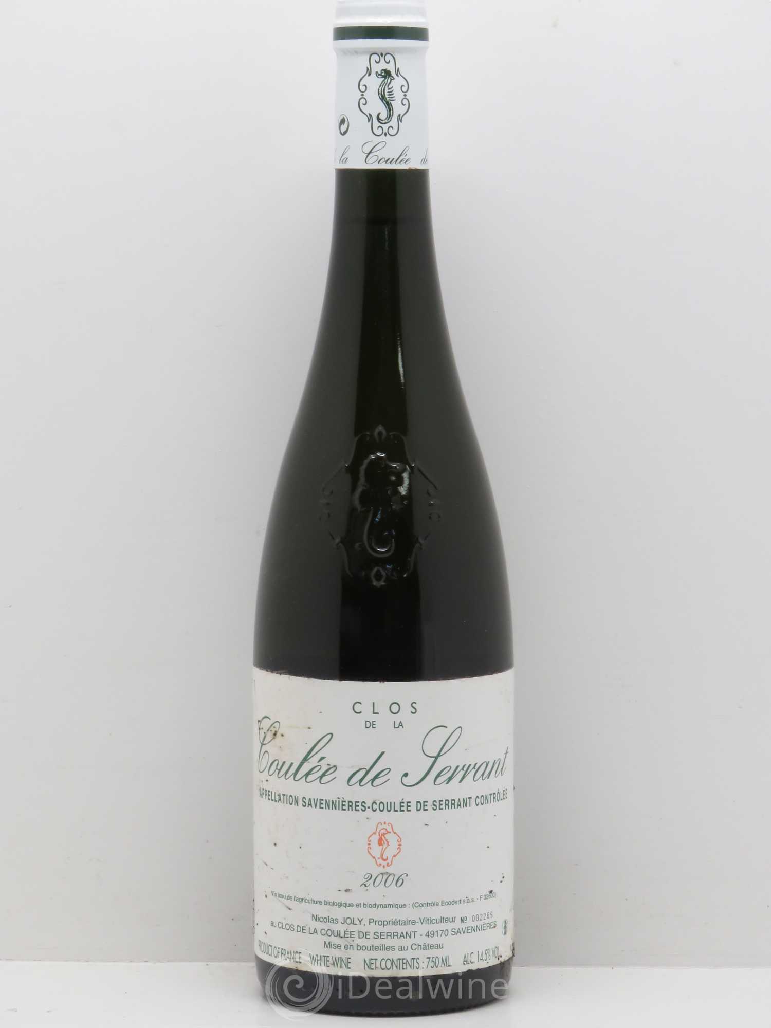 Savennières Clos de la Coulée de Serrant Vignobles de la Coulée de Serrant - Nicolas Joly 2006 - Lot de 1 bouteille - 0