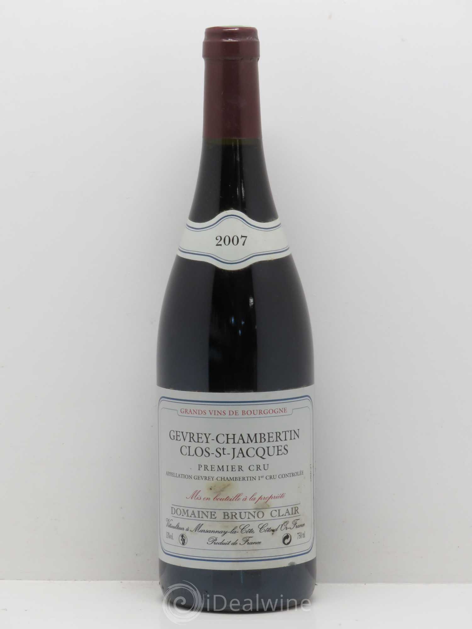 Gevrey-Chambertin 1er Cru Clos Saint-Jacques Bruno Clair (Domaine) 2007 - Lot de 1 bouteille - 0