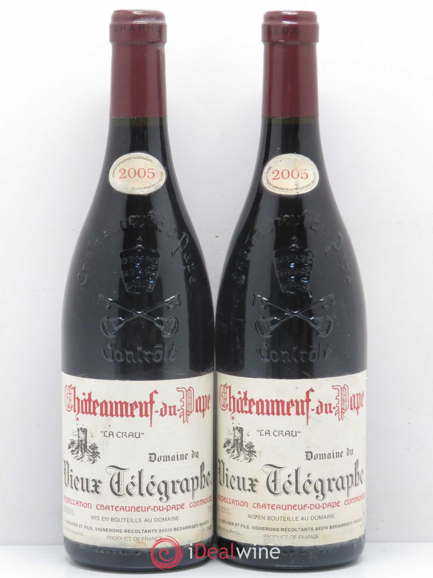 Châteauneuf-du-Pape Vieux Télégraphe (Domaine du) Vignobles Brunier 2005 - Lot de 2 bouteilles - 0