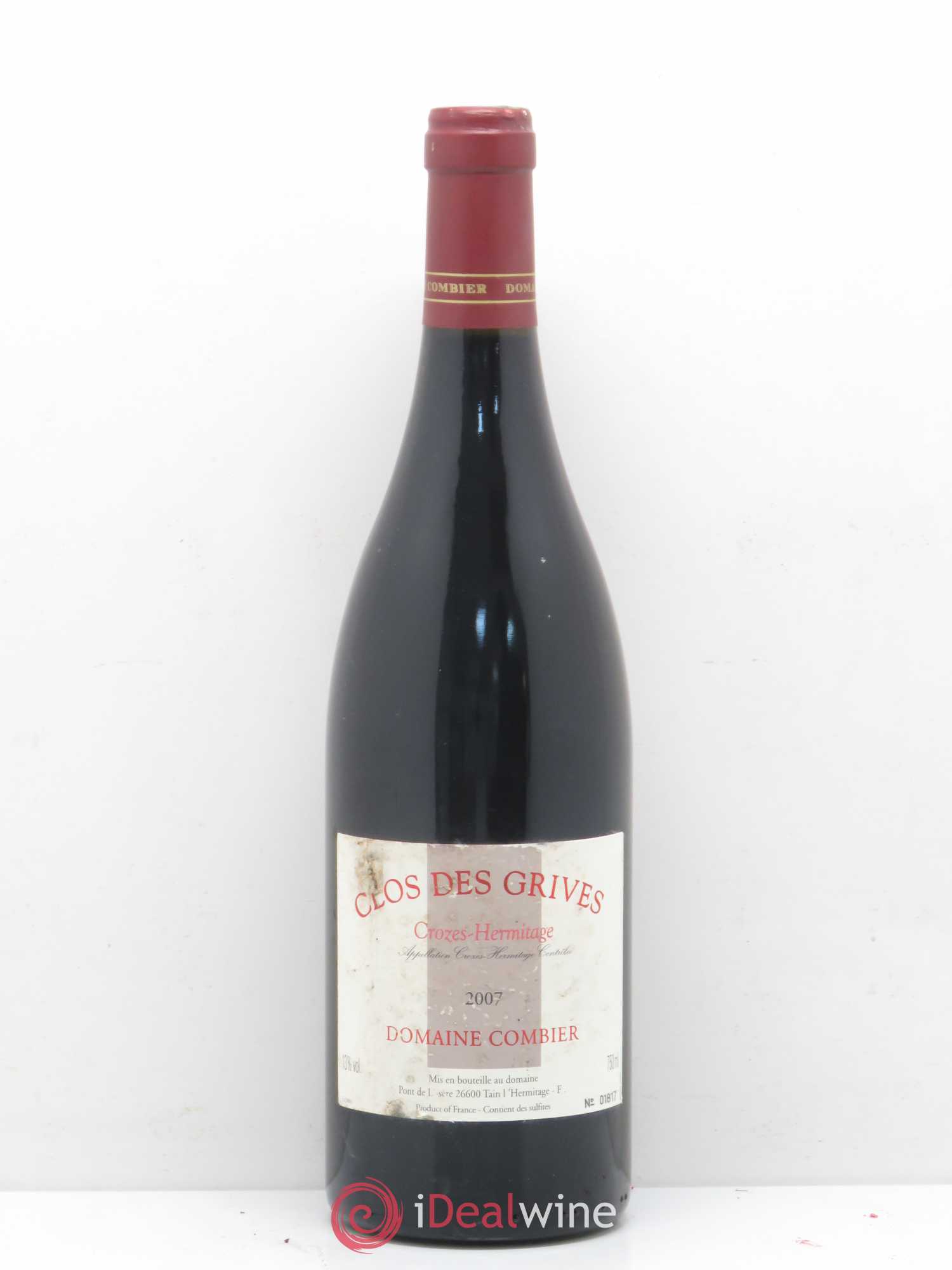 Crozes-Hermitage Clos des Grives Combier 2007 - Lot de 1 bouteille - 0