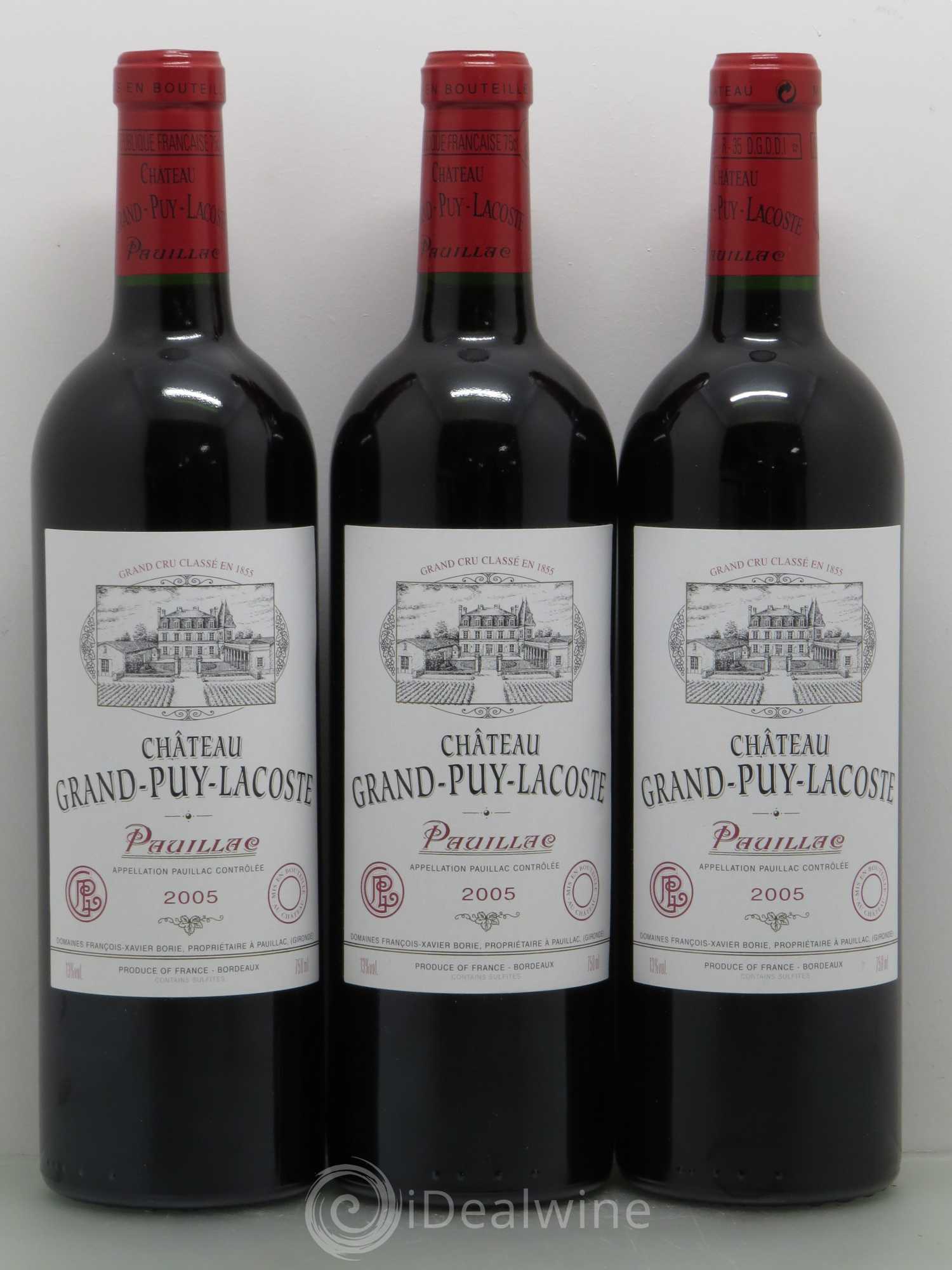 Château Grand Puy Lacoste 5ème Grand Cru Classé 2005 - Lot de 3 bouteilles - 0
