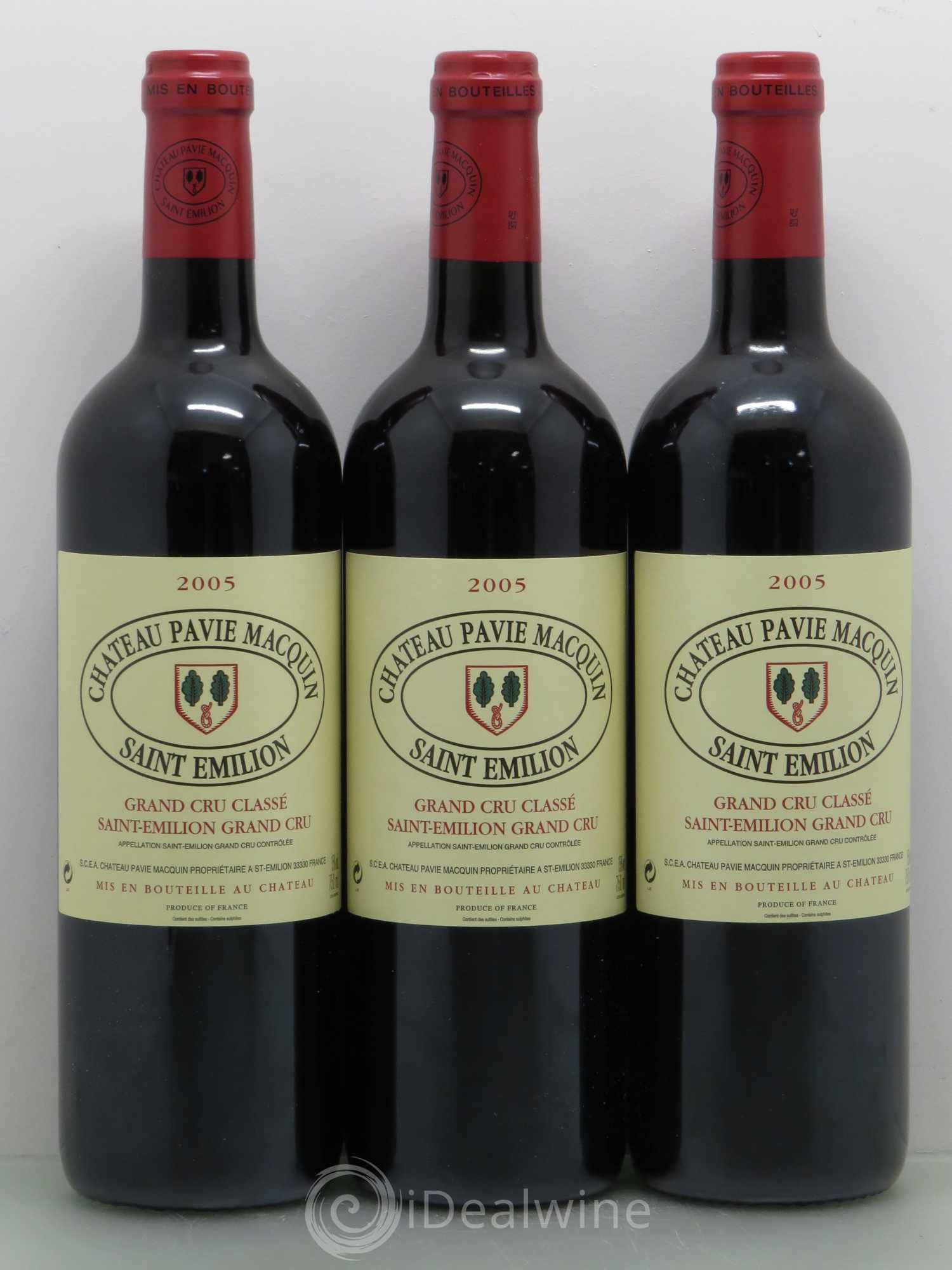 Château Pavie Macquin 1er Grand Cru Classé B 2005 - Lot de 3 bouteilles - 0