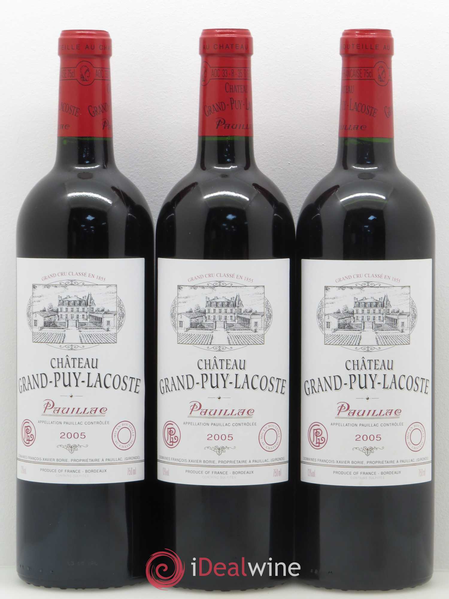 Château Grand Puy Lacoste 5ème Grand Cru Classé 2005 - Lot de 3 bouteilles - 0