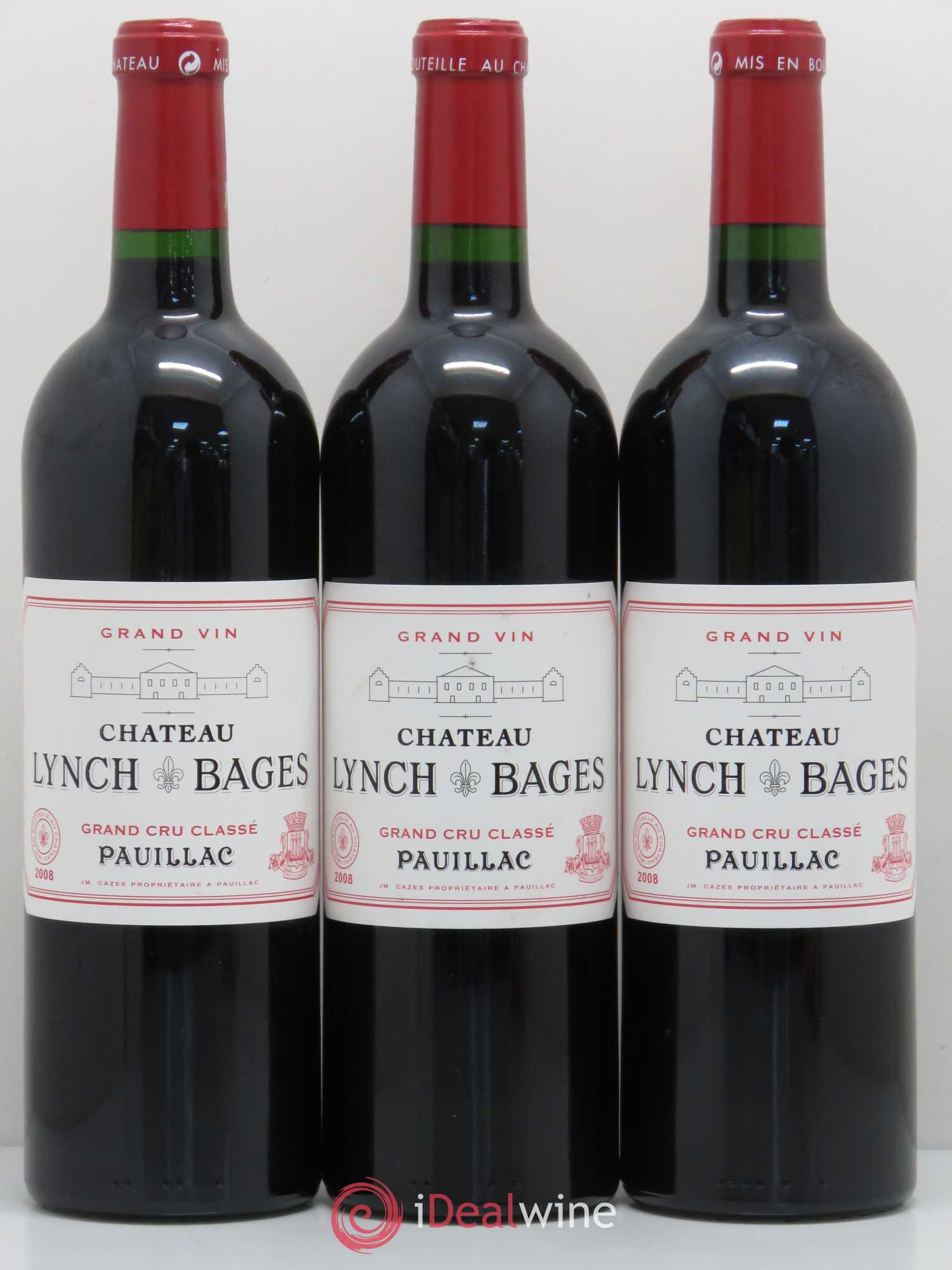 Château Lynch Bages 5ème Grand Cru Classé 2008 - Lot de 3 bouteilles - 0