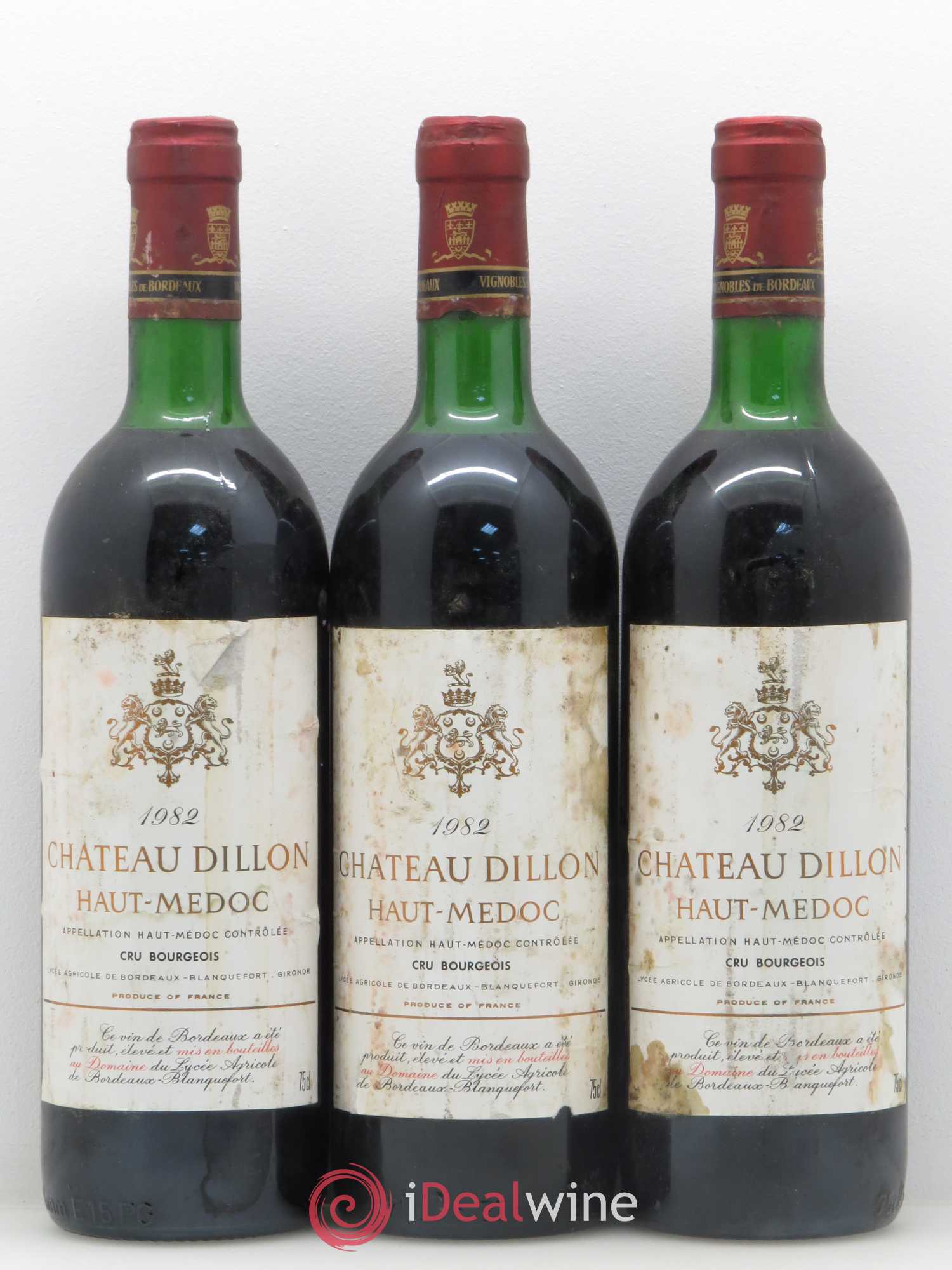 Château Dillon Cru Bourgeois (sans prix de réserve) 1982 - Lot de 3 bouteilles - 0