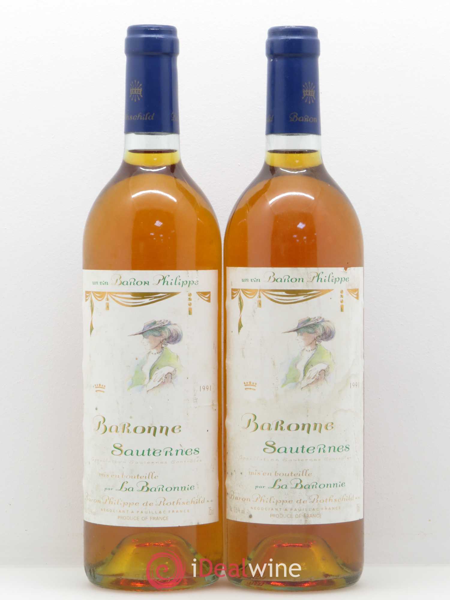 Sauternes Baronne 1991 - Lotto di 2 bottiglie - 0