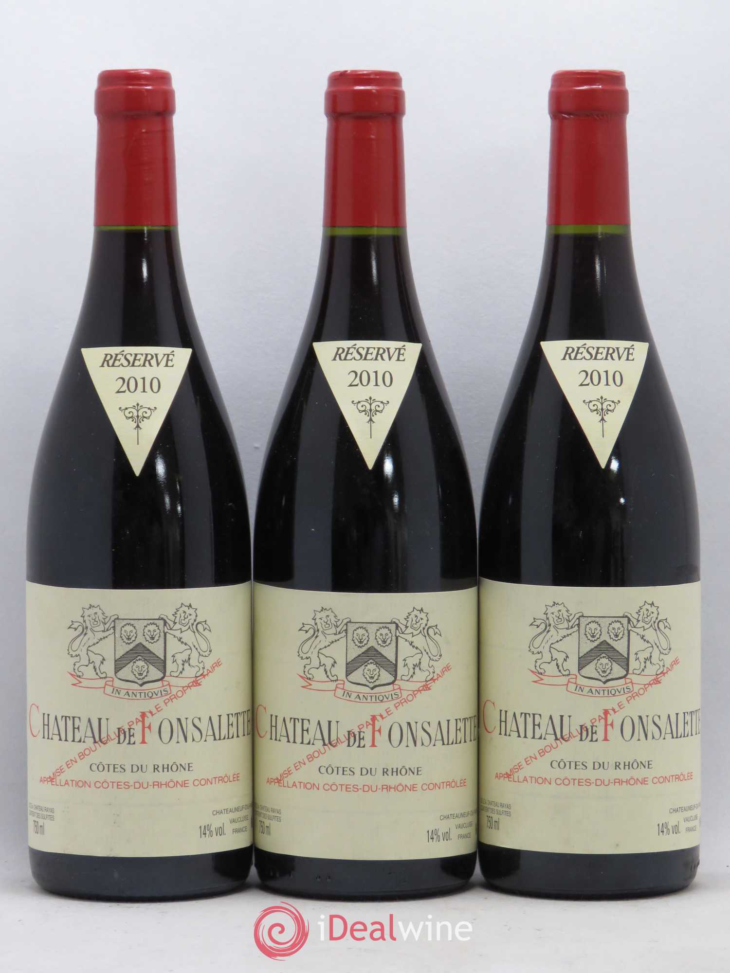 Côtes-du-Rhône Château de Fonsalette Emmanuel Reynaud 2010 - Lot de 3 bouteilles - 0