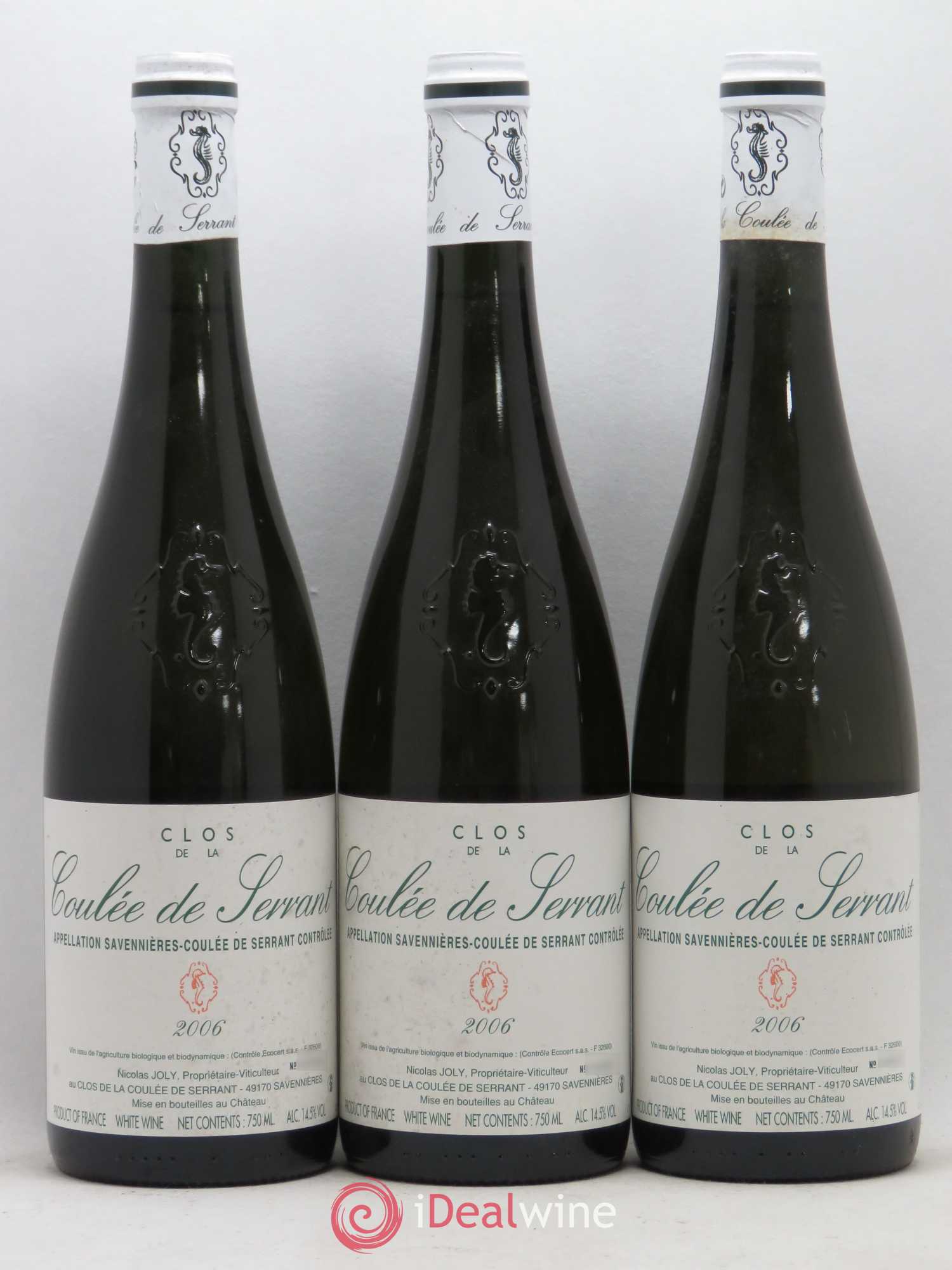 Savennières Clos de la Coulée de Serrant Vignobles de la Coulée de Serrant - Nicolas Joly 2006 - Lot de 3 bouteilles - 0
