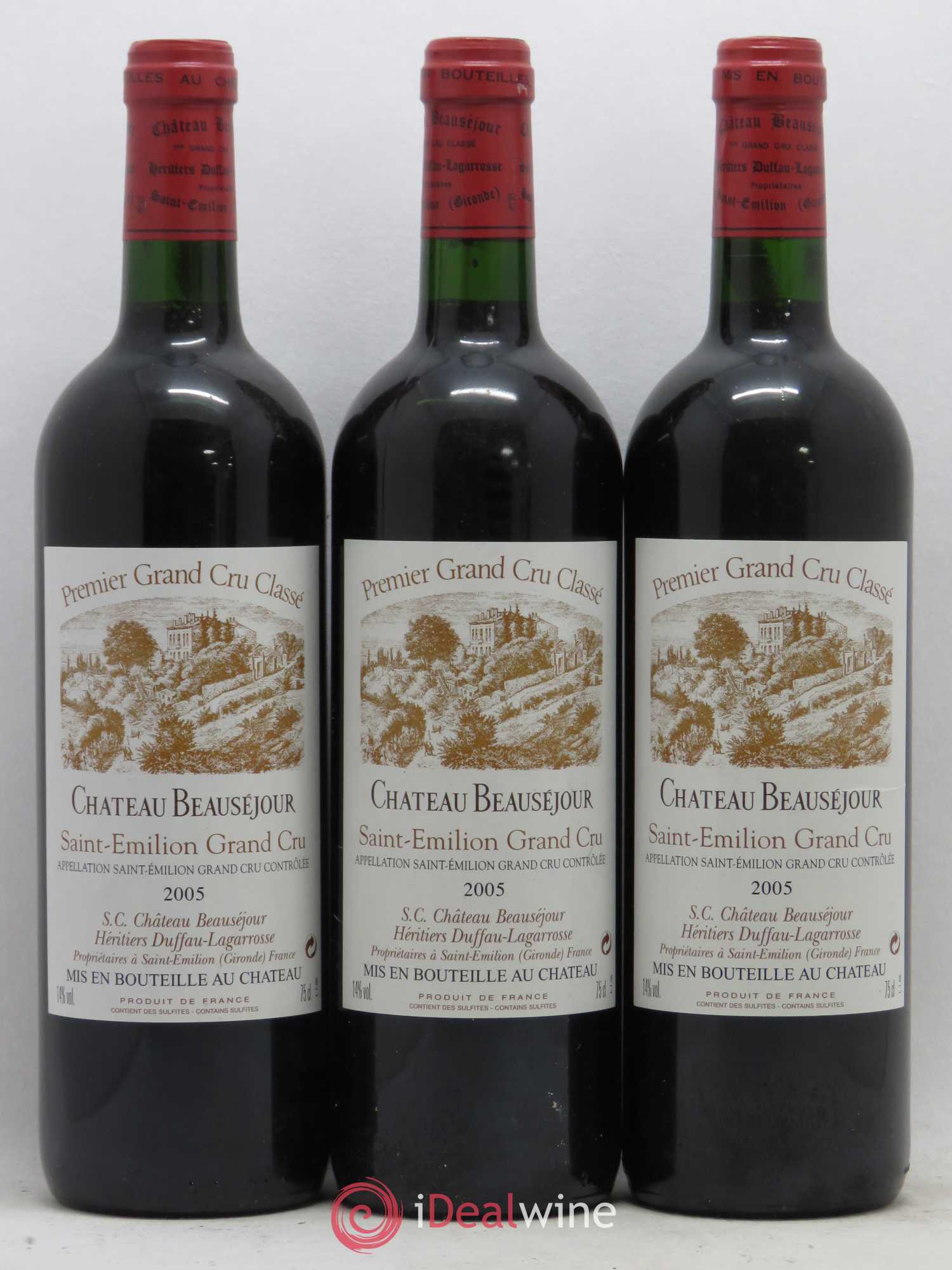 Château Beauséjour (Duffau-Lagarrosse) 1er Grand Cru Classé B 2005 - Lotto di 3 bottiglie - 0