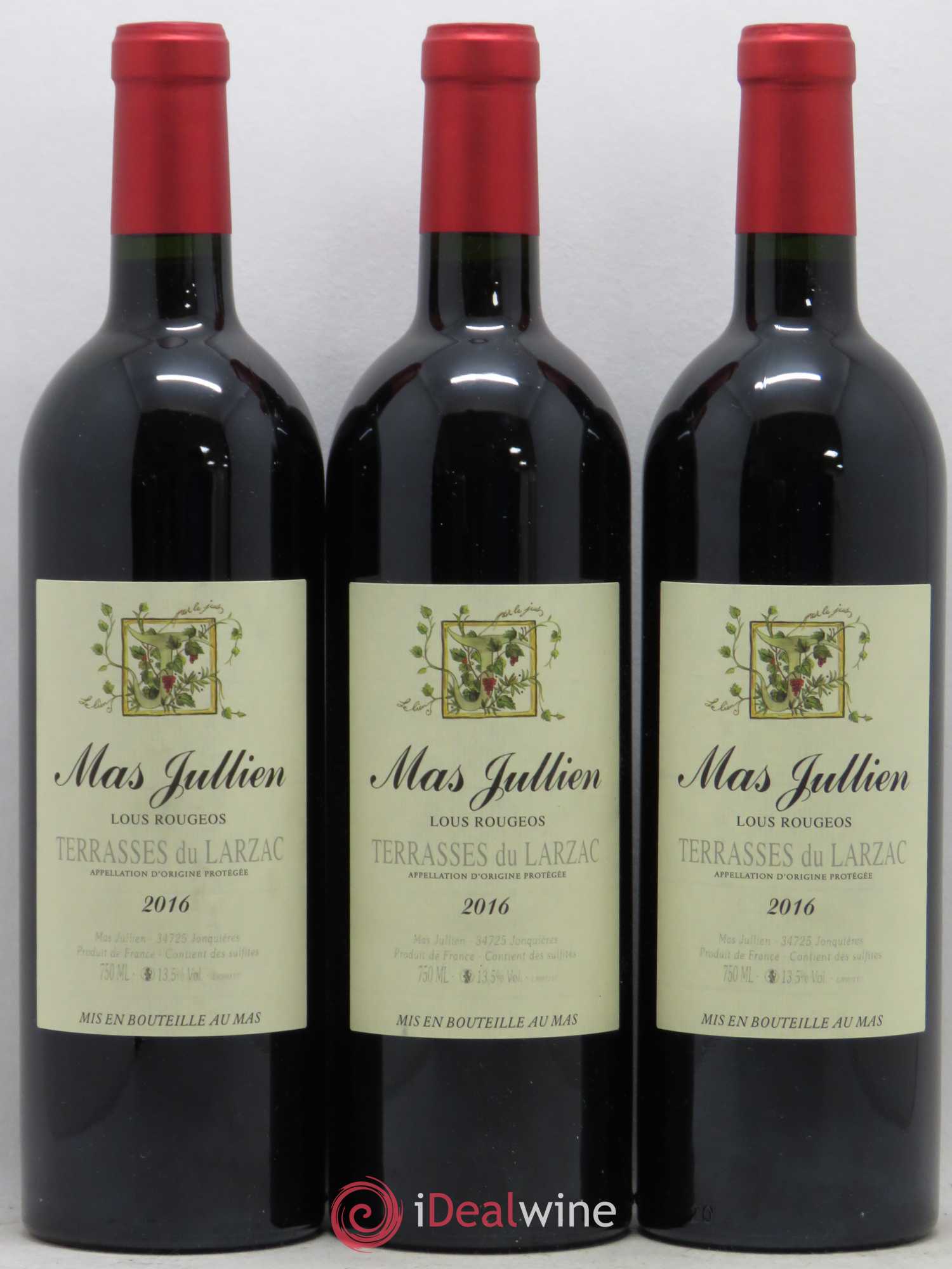 Terrasses du Larzac Mas Jullien Olivier Jullien Lous Rougeos 2016 - Lot de 3 bouteilles - 0