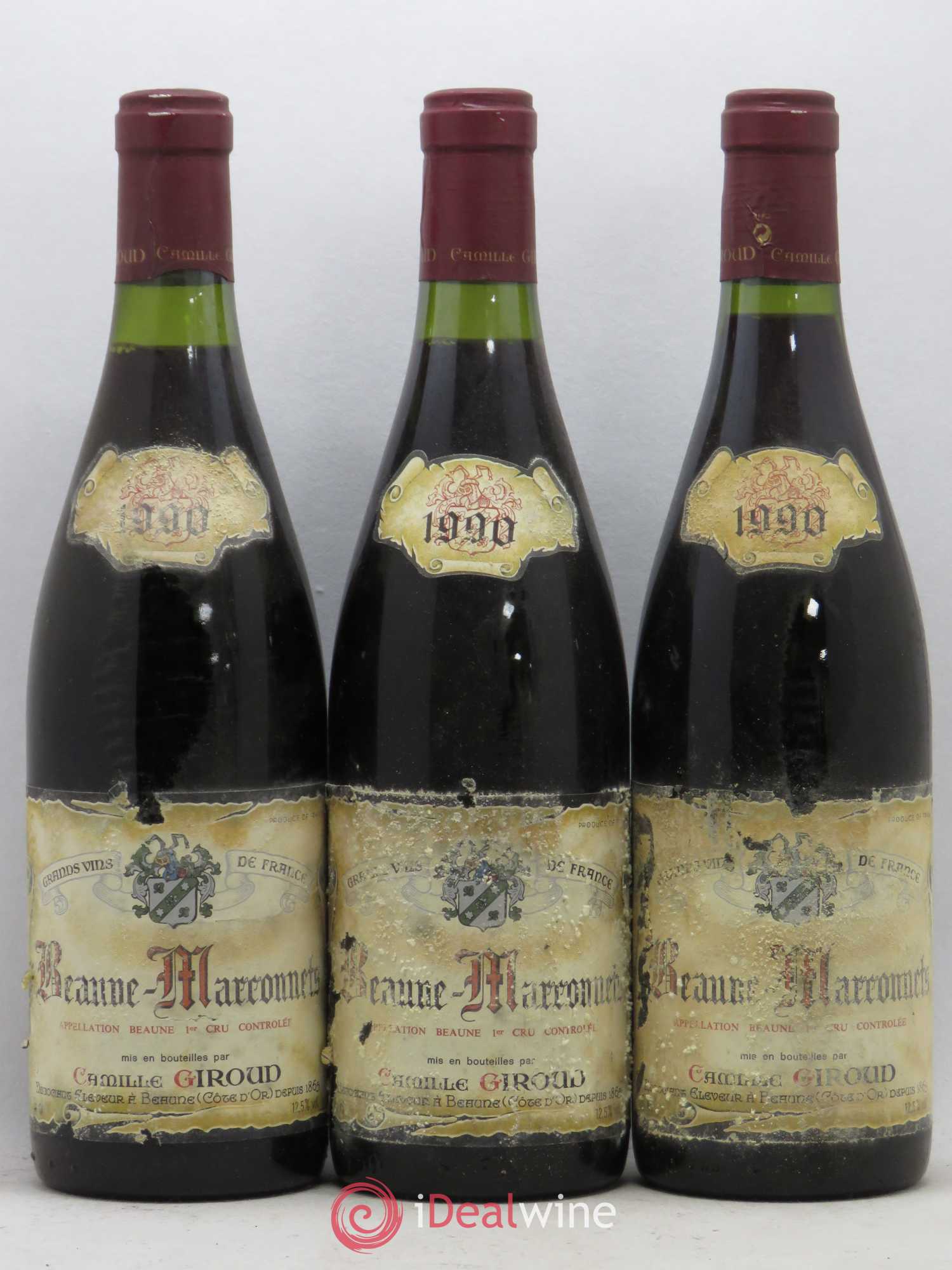 Beaune 1er Cru Marconnets Camille Giroud 1990 - Posten von 3 Flaschen - 0