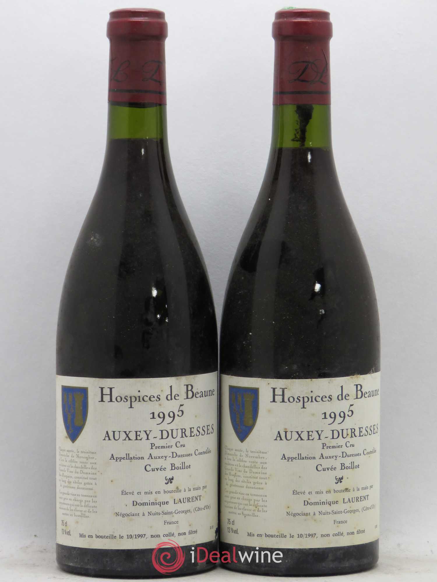 Auxey-Duresses 1er cru Hospices de Beaune Cuvee Boillot Dominique Laurent 1995 - Posten von 2 Flaschen - 0