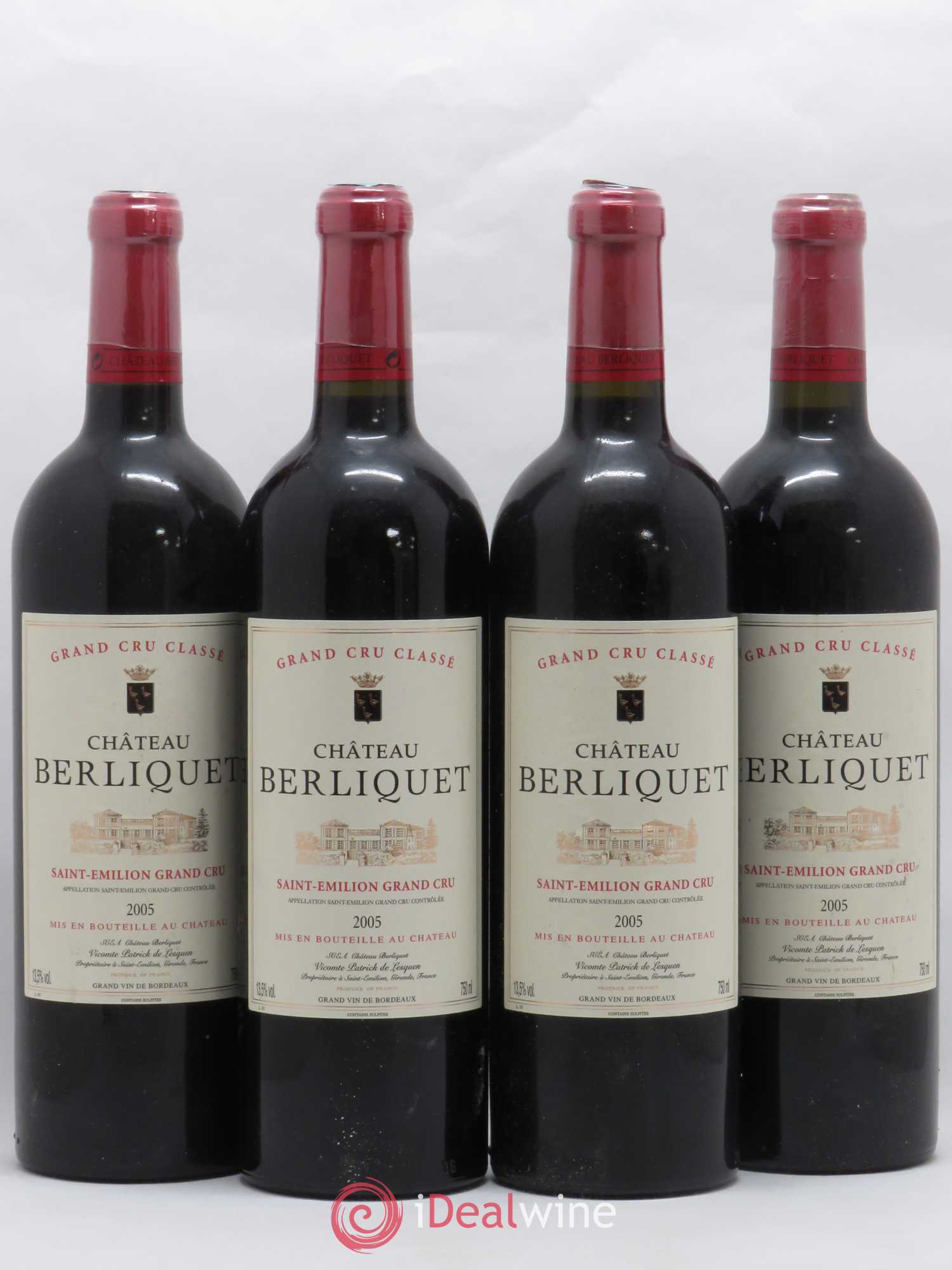 Château Berliquet Grand Cru Classé 2005 - Lot de 4 bouteilles - 0