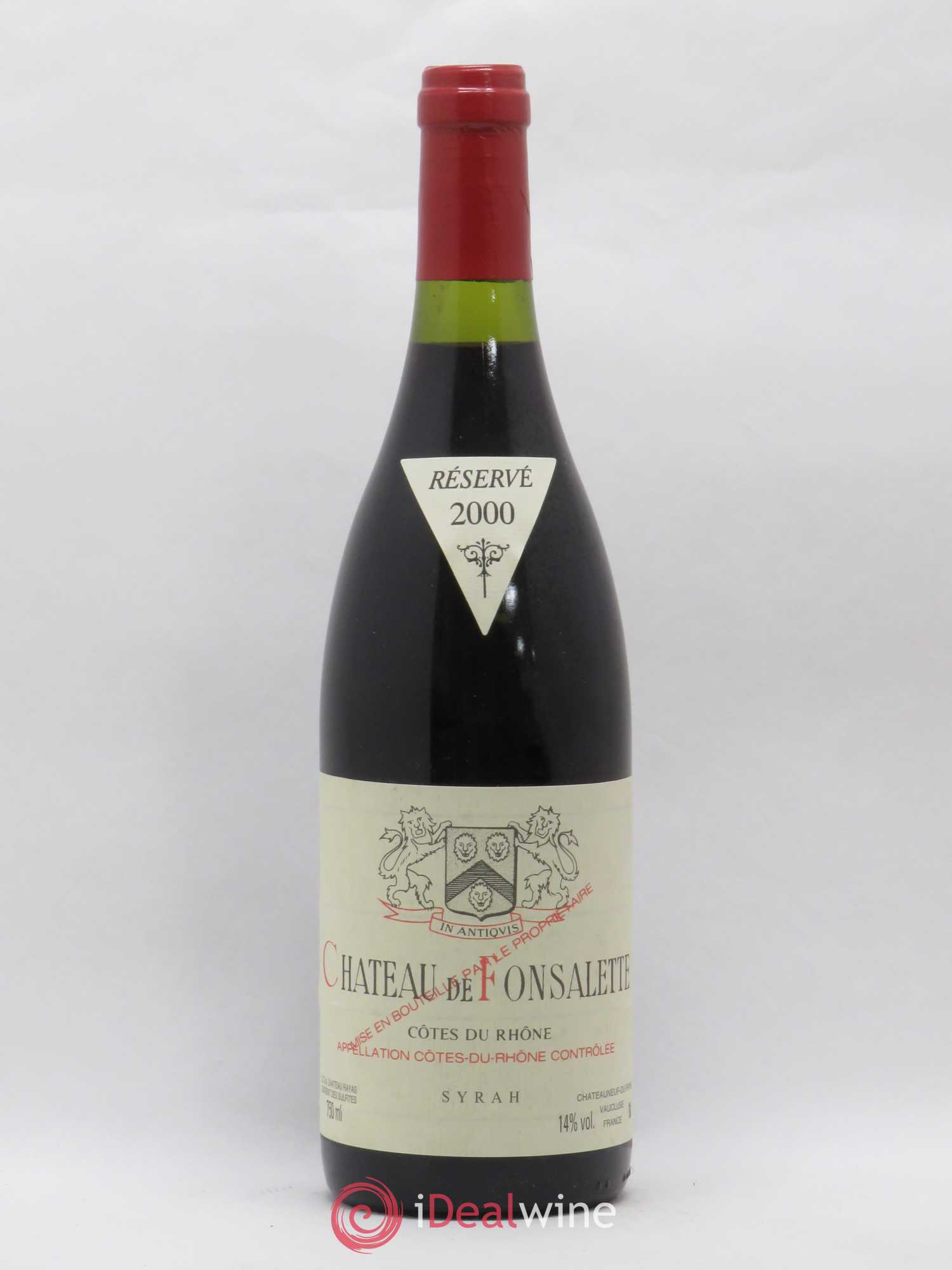 Côtes-du-Rhône Cuvée Syrah Château de Fonsalette 2000 - Lot de 1 bouteille - 0