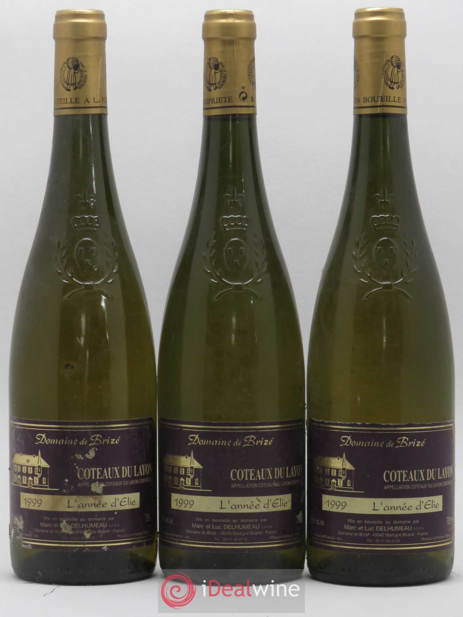 Coteaux du Layon Domaine de Brizé L'Année d'Elie (sans prix de réserve) 1999 - Lotto di 3 bottiglie - 0