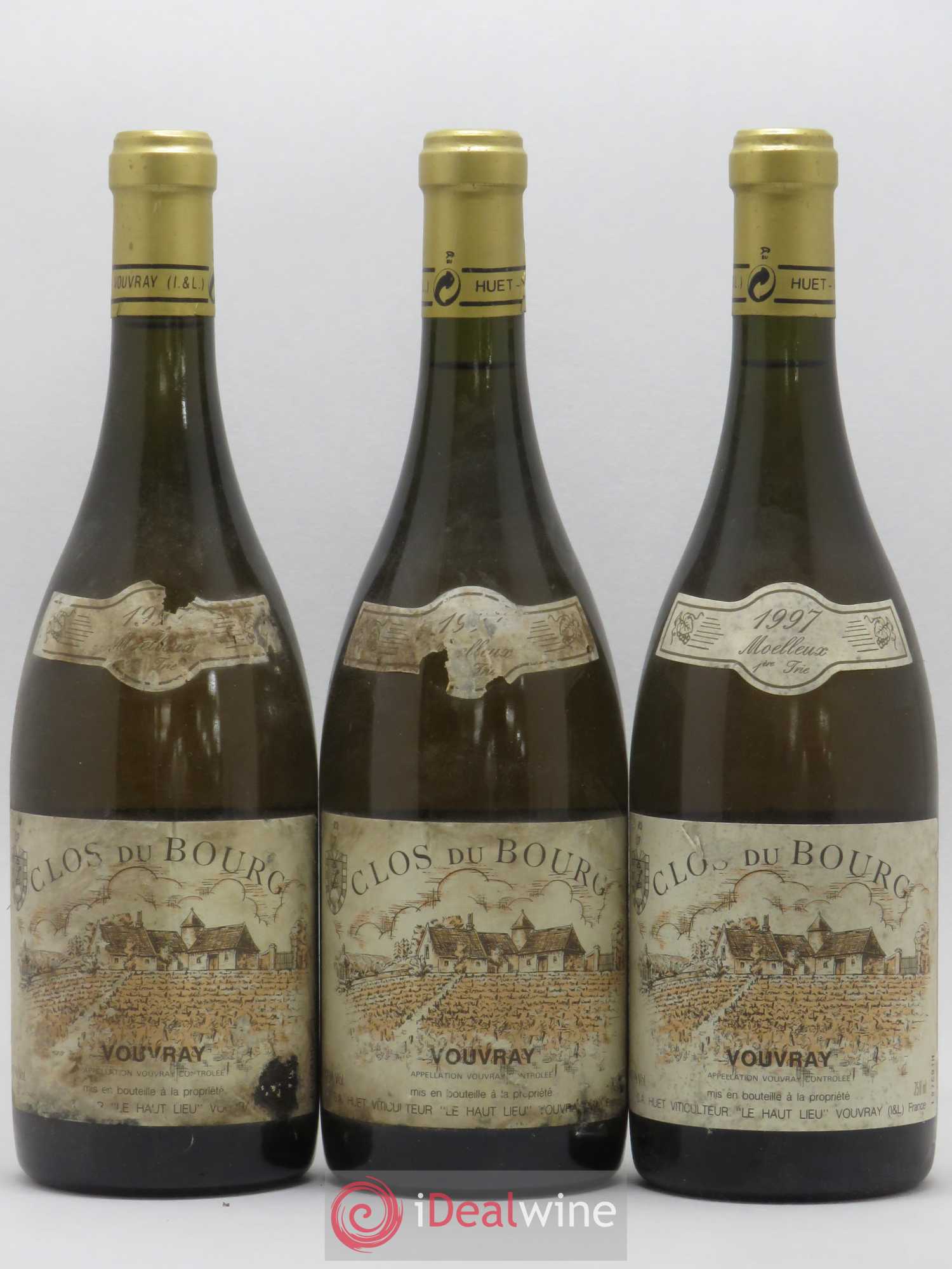Vouvray Clos du Bourg Moelleux 1ère trie Domaine Huet 1997 - Lotto di 3 bottiglie - 0