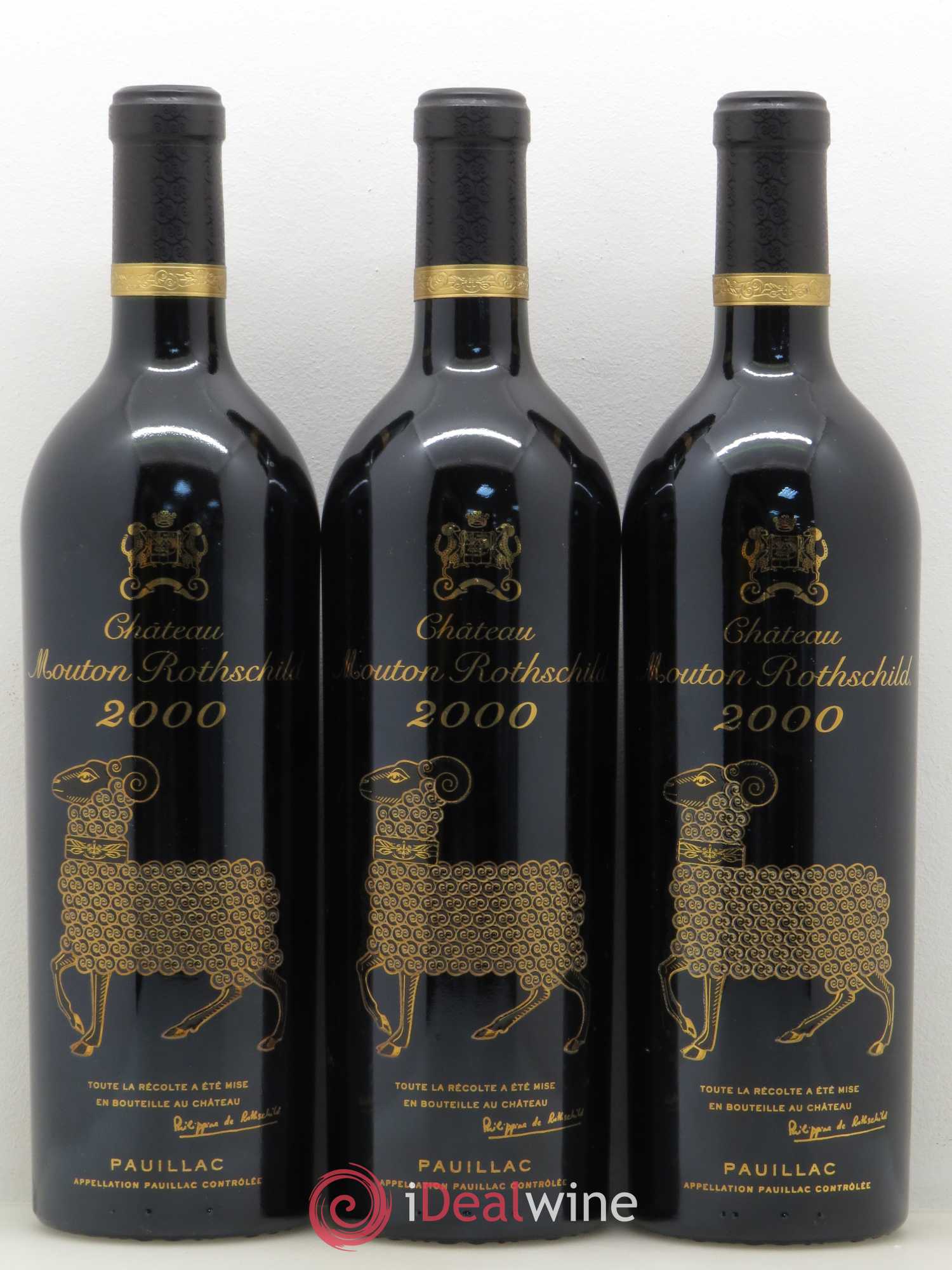 Château Mouton Rothschild 1er Grand Cru Classé 2000 - Lot de 3 bouteilles - 0