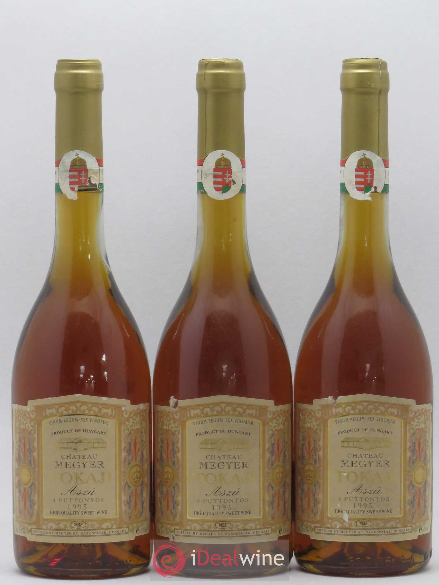 Tokaji Aszu 4 Puttonyos Château Megyer 50cl 1993 - Lotto di 3 bottiglie - 0