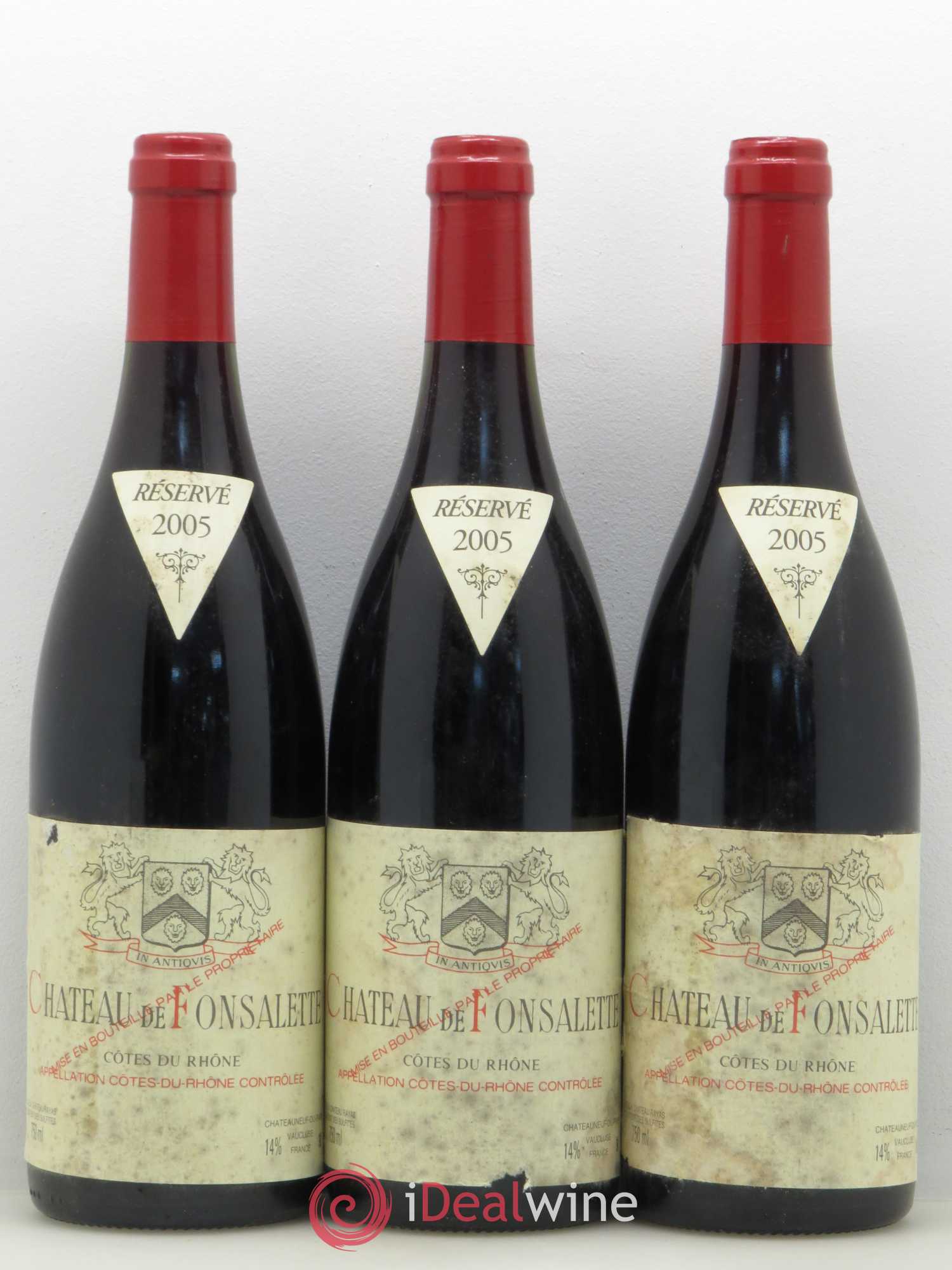 Côtes-du-Rhône Château de Fonsalette Emmanuel Reynaud 2005 - Lot de 3 bouteilles - 0