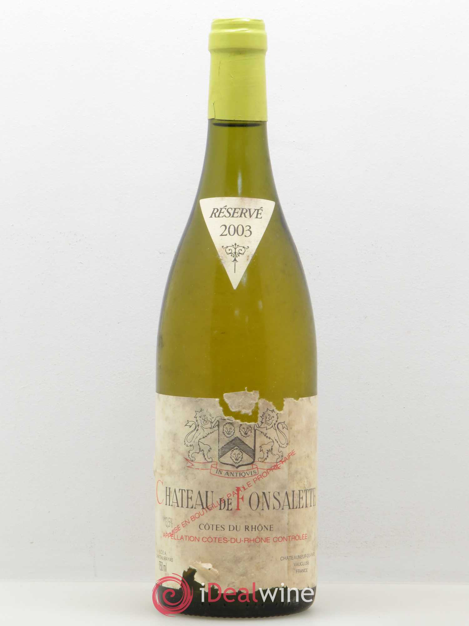 Côtes-du-Rhône Château de Fonsalette Emmanuel Reynaud 2003 - Lot de 1 bouteille - 0
