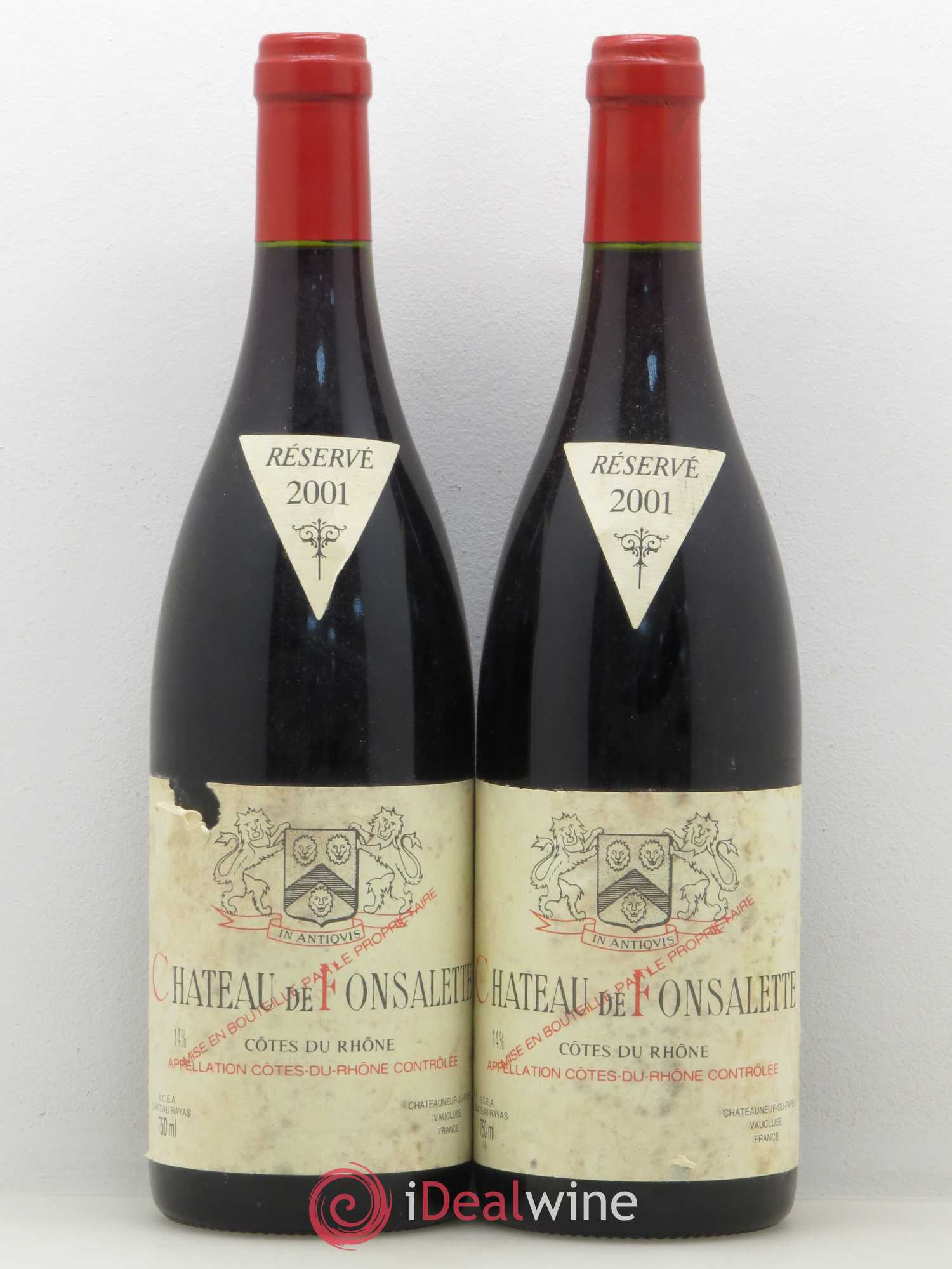 Côtes-du-Rhône Château de Fonsalette Emmanuel Reynaud 2001 - Lot de 2 bouteilles - 0