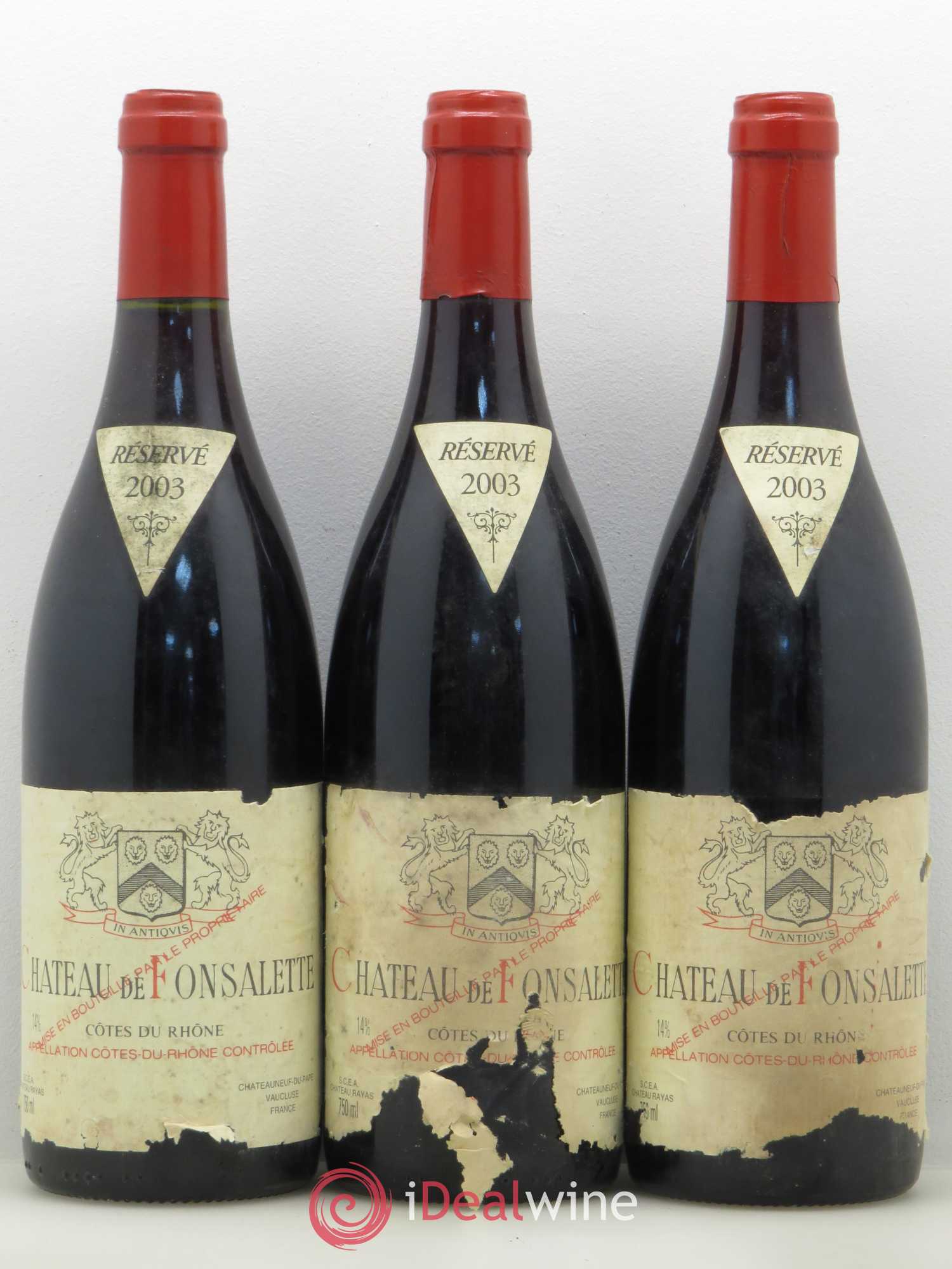 Côtes-du-Rhône Château de Fonsalette Emmanuel Reynaud 2003 - Lot de 3 bouteilles - 0