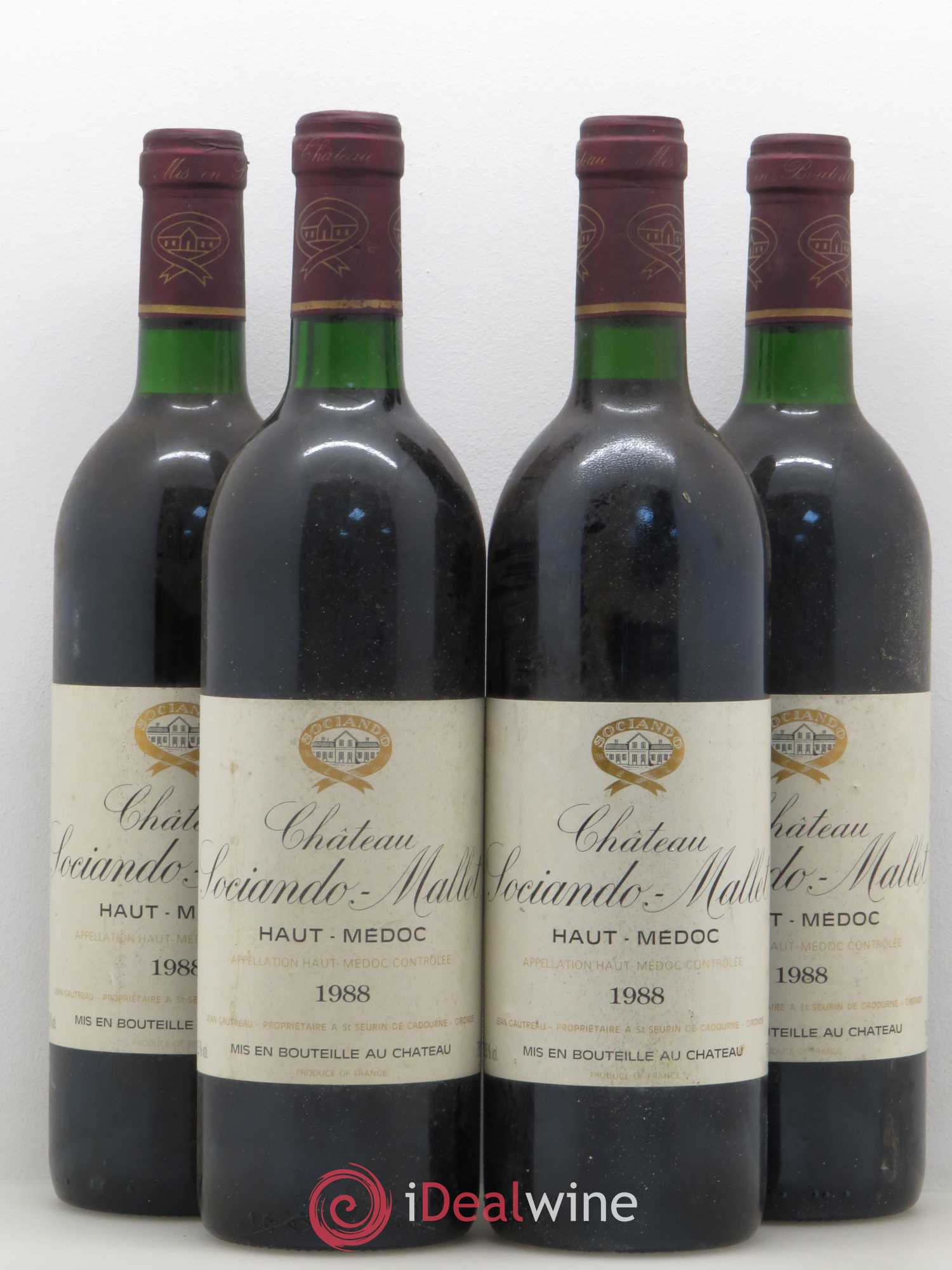 Château Sociando Mallet 1988 - Lot de 4 bouteilles - 0