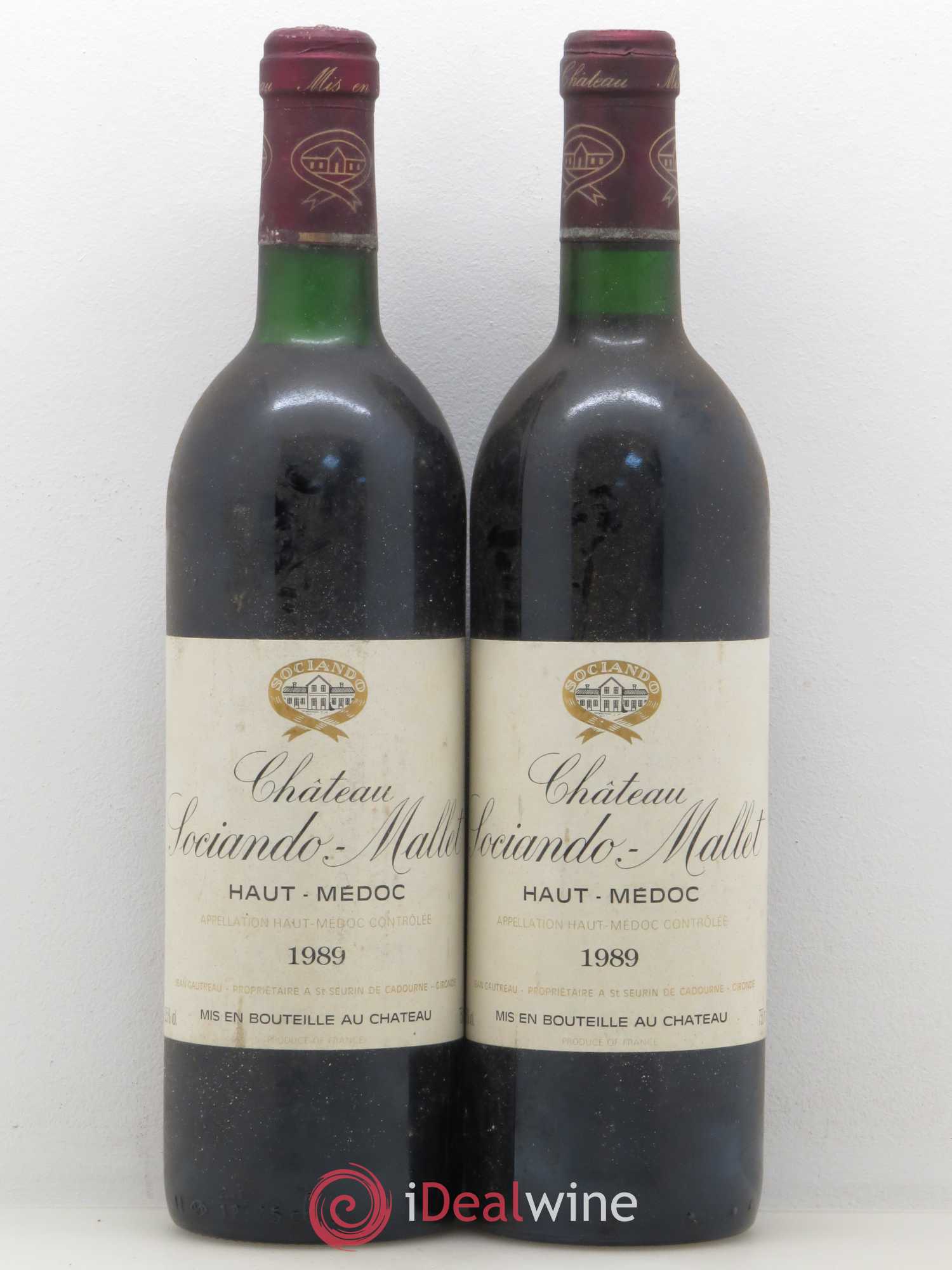 Château Sociando Mallet 1989 - Lot de 2 bouteilles - 0