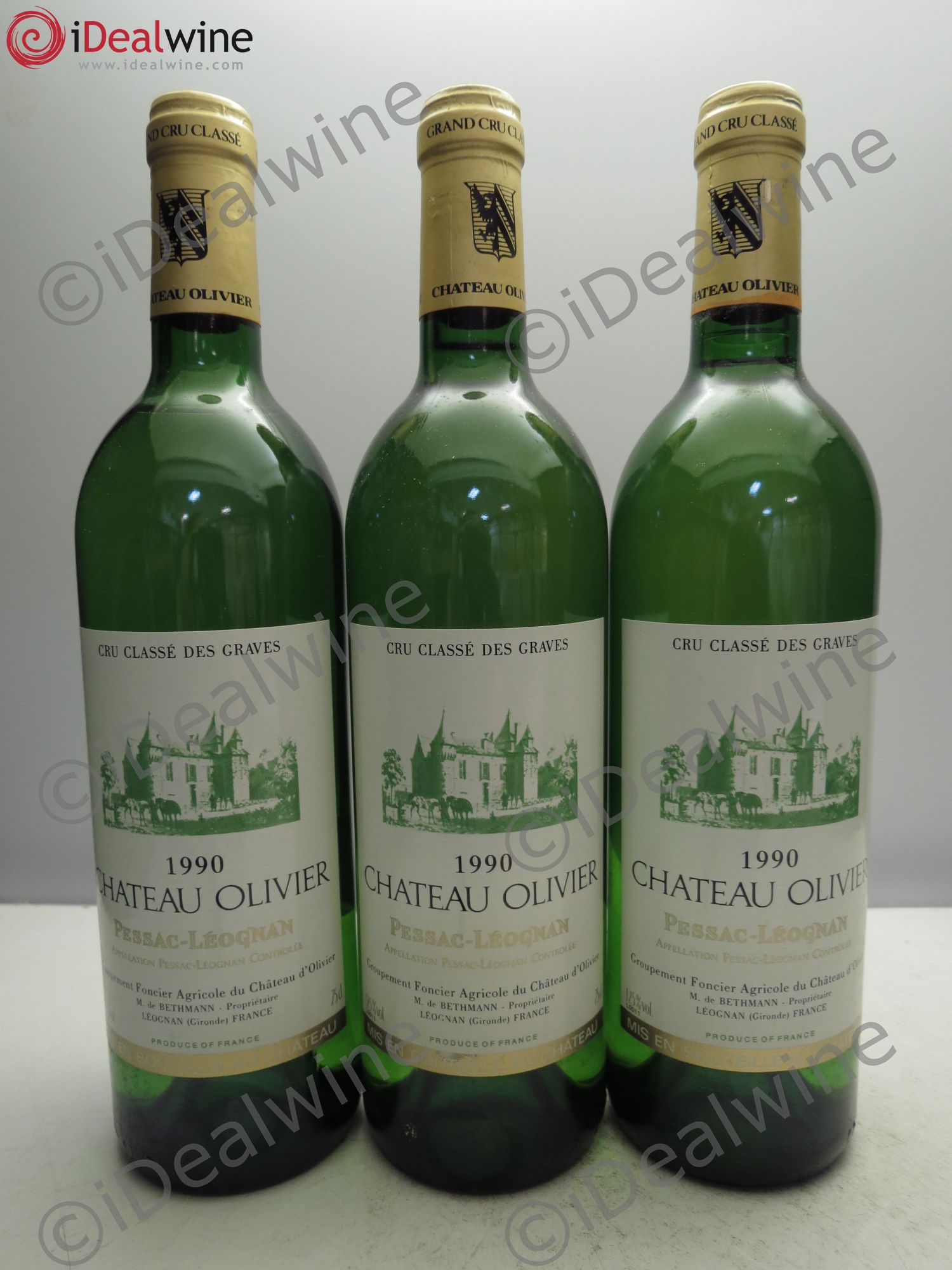 Château Olivier Cru Classé de Graves 1990 - Lot de 3 bouteilles - 0