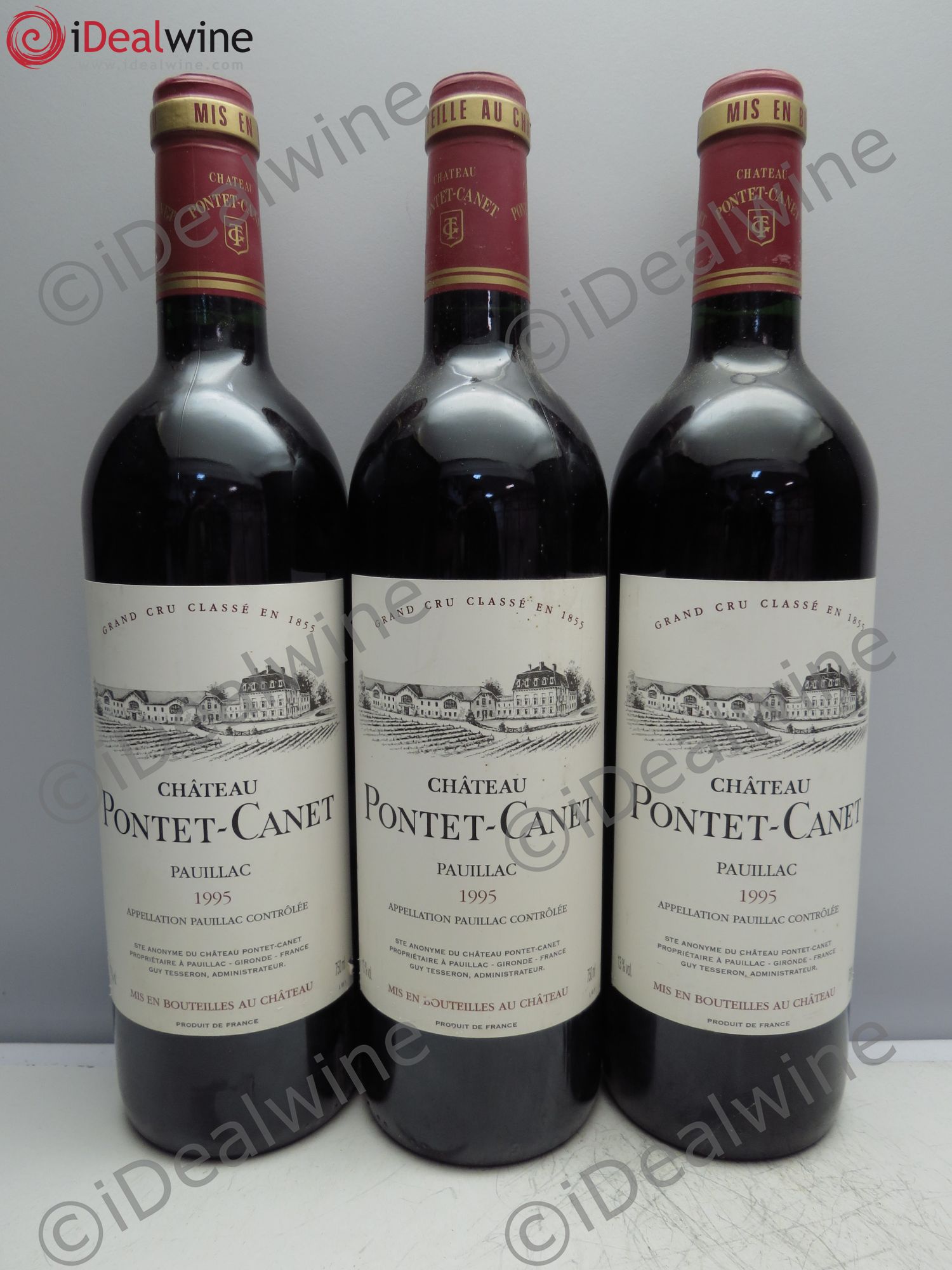 Château Pontet Canet 5ème Grand Cru Classé 1995 - Lot de 3 bouteilles - 0
