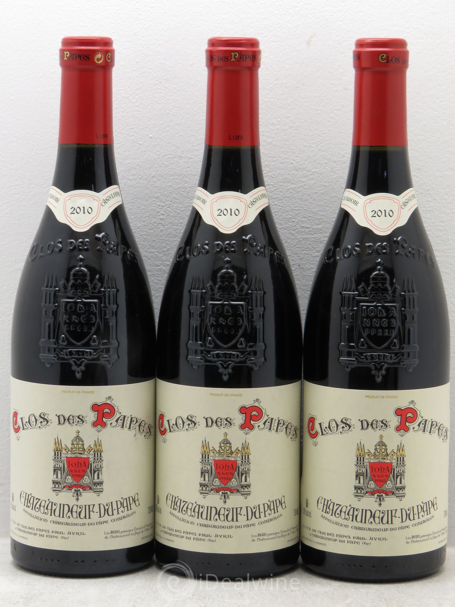 Châteauneuf-du-Pape Clos des Papes - Paul Avril 2010 - Lot de 3 bouteilles - 0